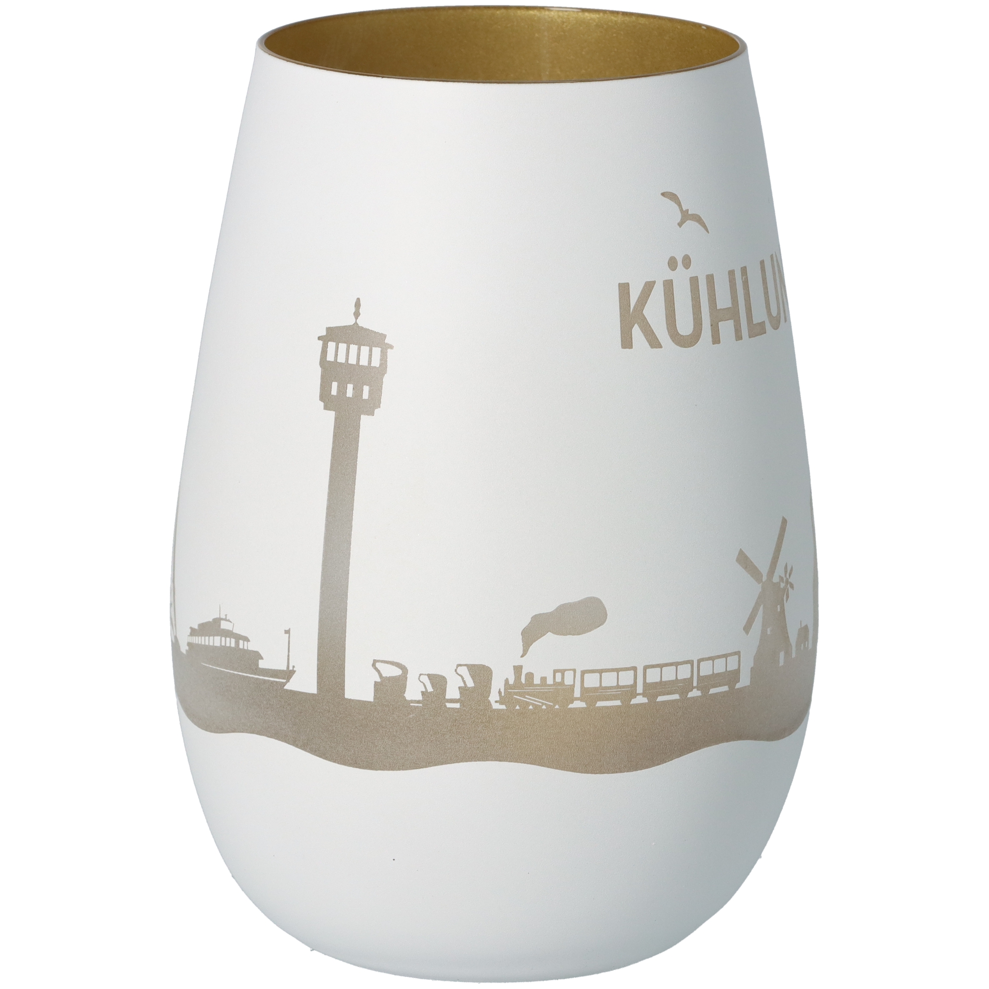 Windlicht Skyline Kühlungsborn Weiß/Gold Windlicht Skyline Kühlungsborn Weiß/Gold