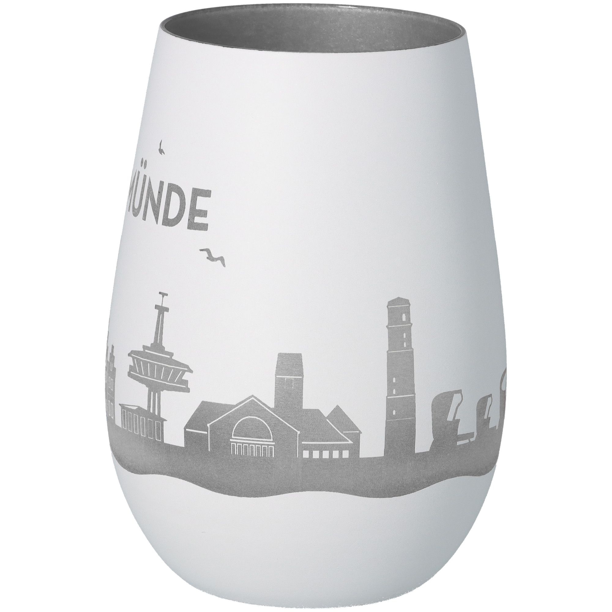 Windlicht Skyline Travemünde Weiß/Silber Windlicht Skyline Travemünde Weiß/Silber