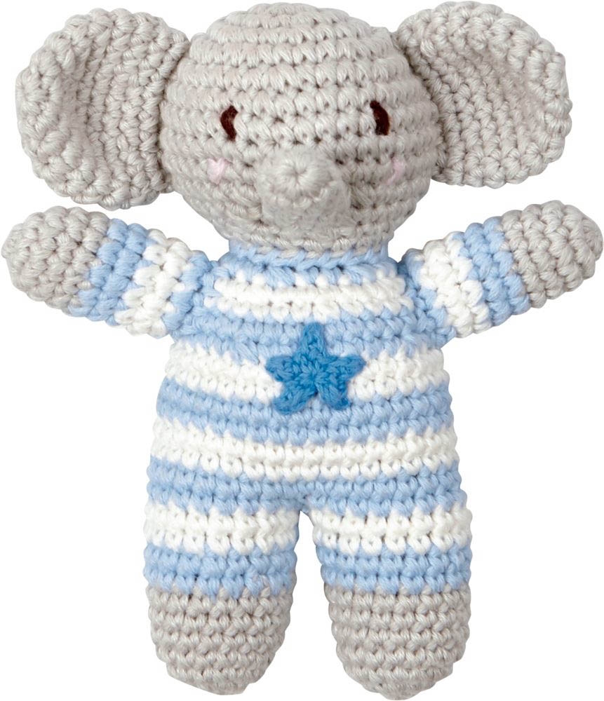 Häkel-Rassel  Elefant Hellblau