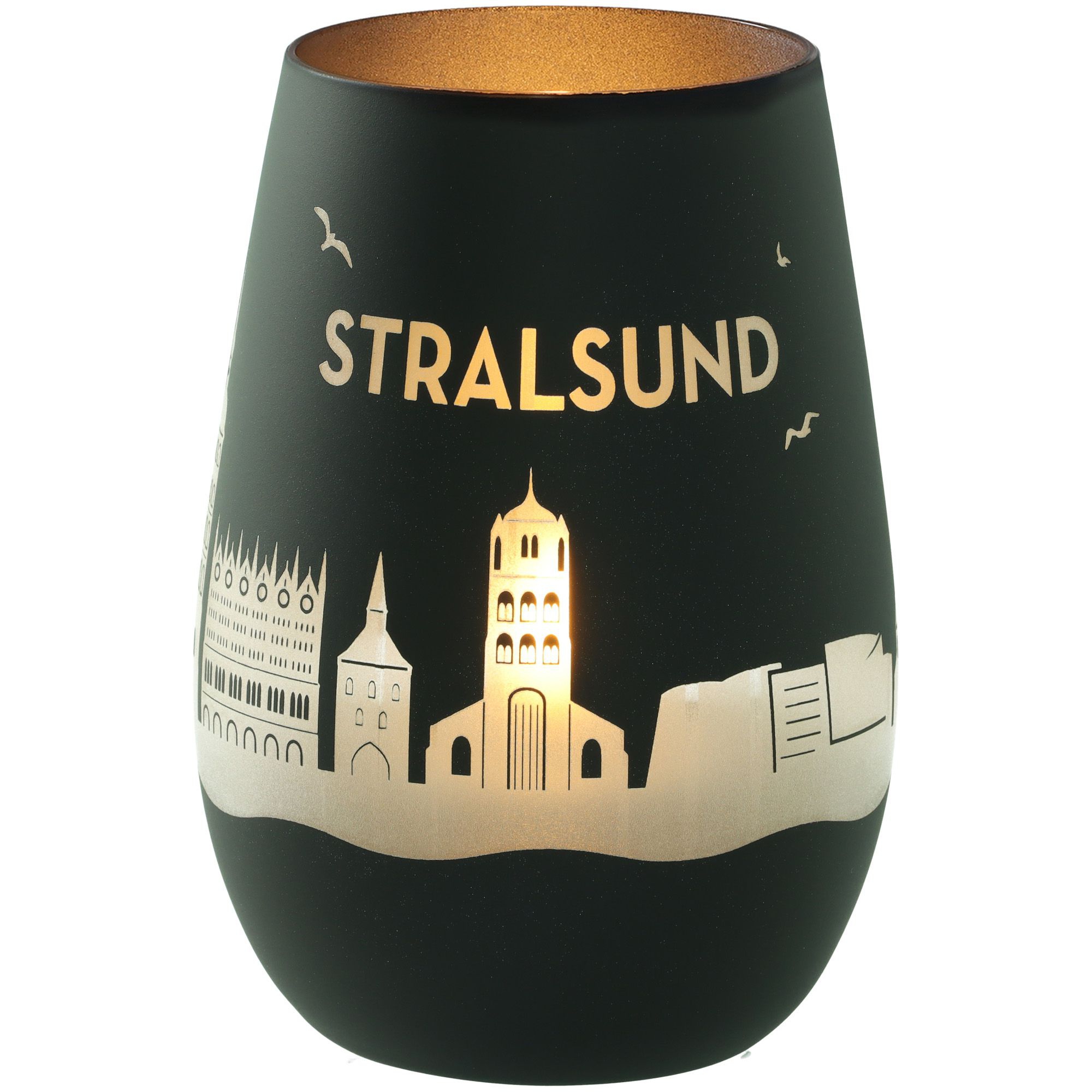 Windlicht Skyline Stralsund Schwarz/Silber Windlicht Skyline Stralsund Schwarz/Silber
