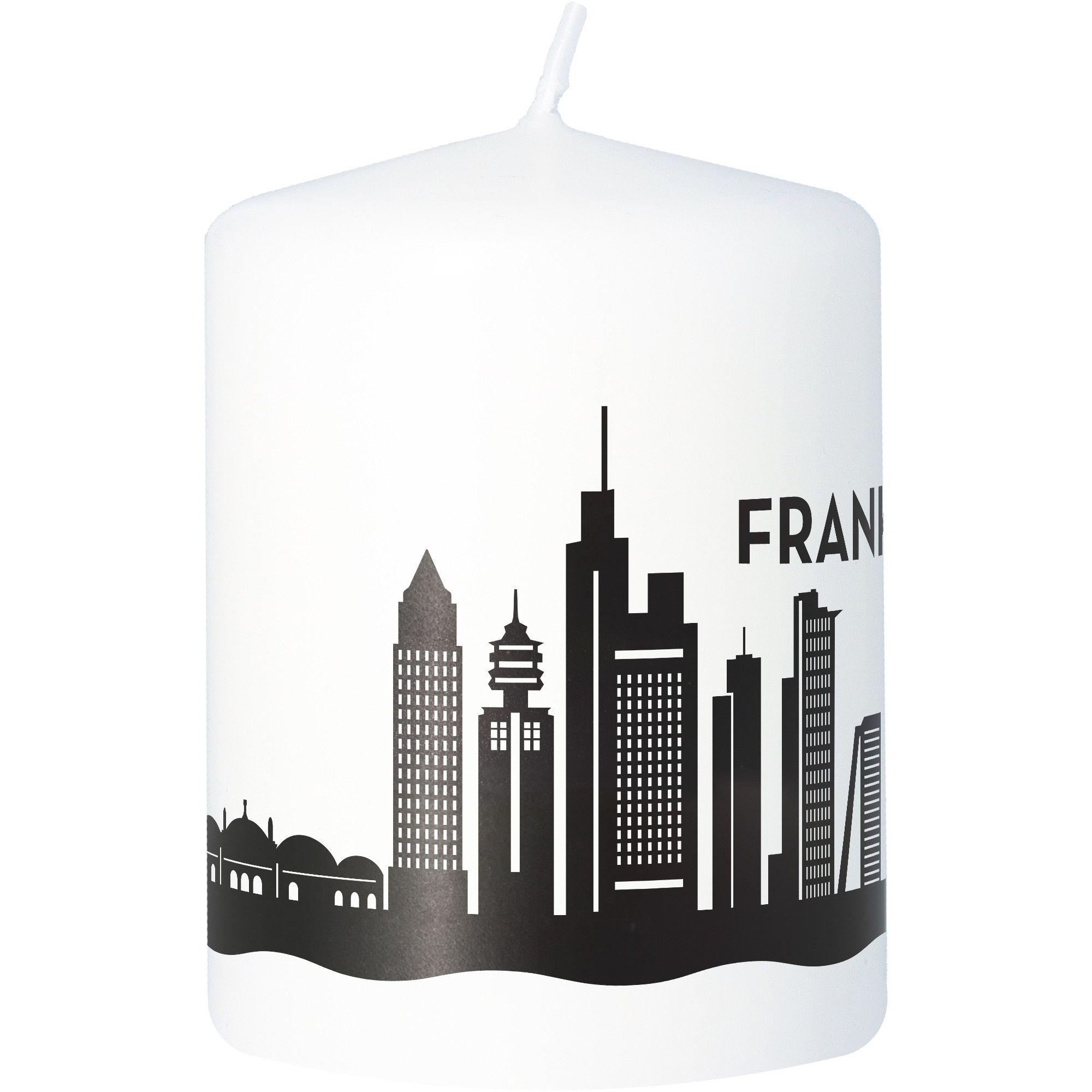 Stumpenkerze Skyline Frankfurt Weiß Stumpenkerze Skyline Frankfurt Weiß