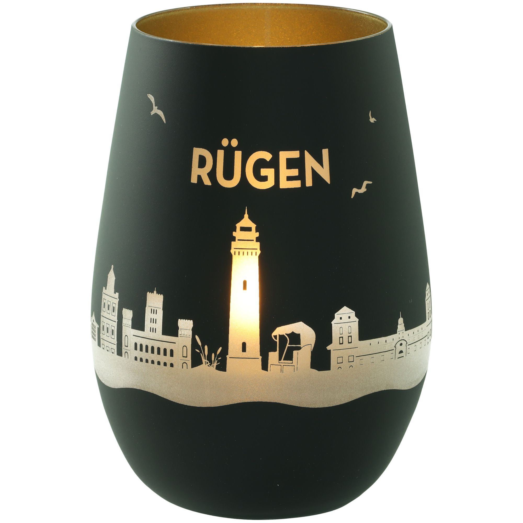 Windlicht Skyline Rügen Schwarz/Gold Windlicht Skyline Rügen Schwarz/Gold