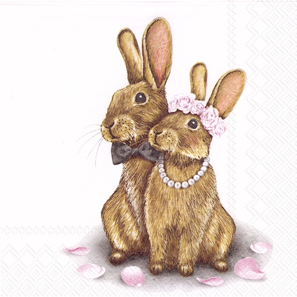 Häschen-Hochzeit - 20 Cocktail-Servietten Häschen-Hochzeit - 20 Cocktail-Servietten