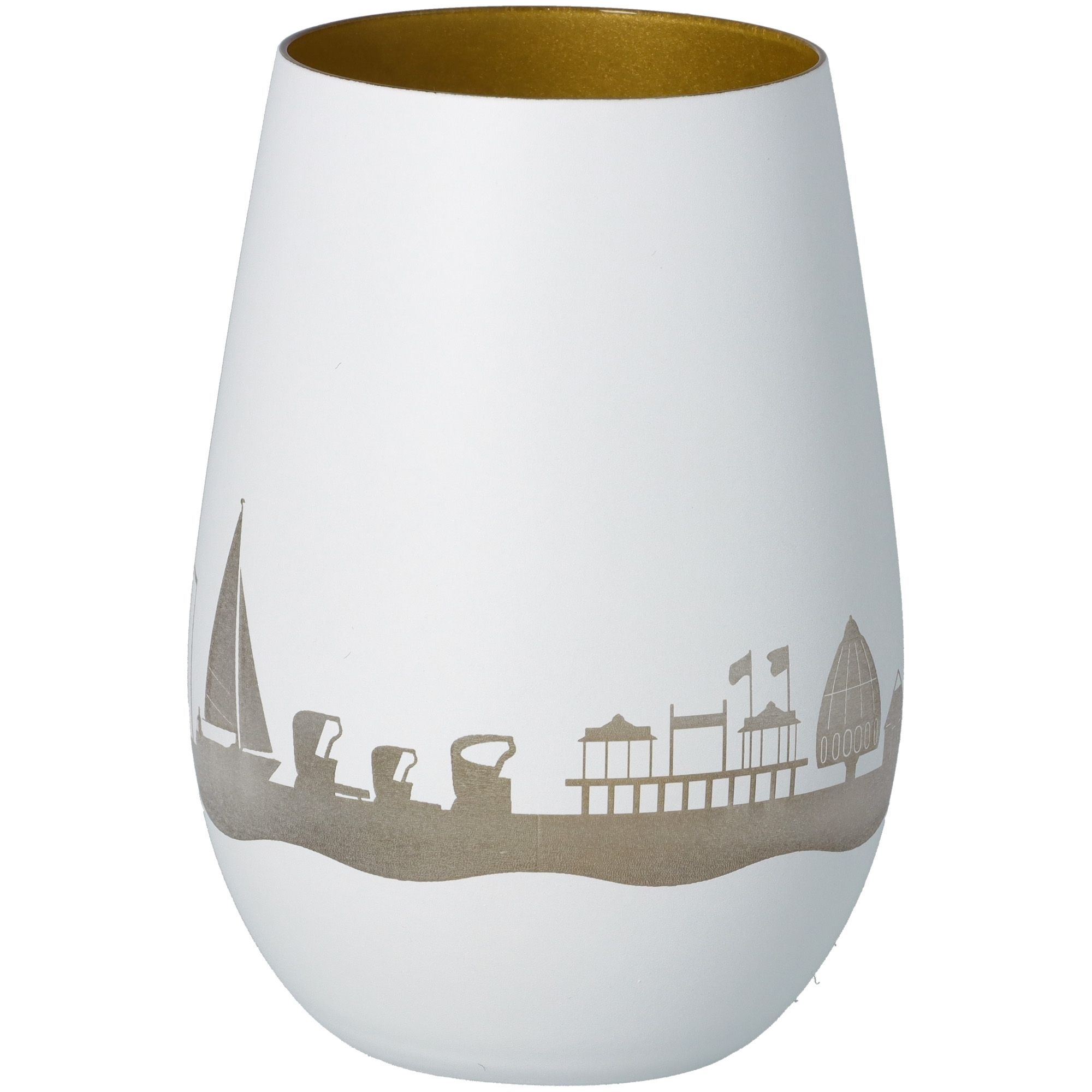 Windlicht Skyline Grömitz Weiß/Gold Windlicht Skyline Grömitz Weiß/Gold