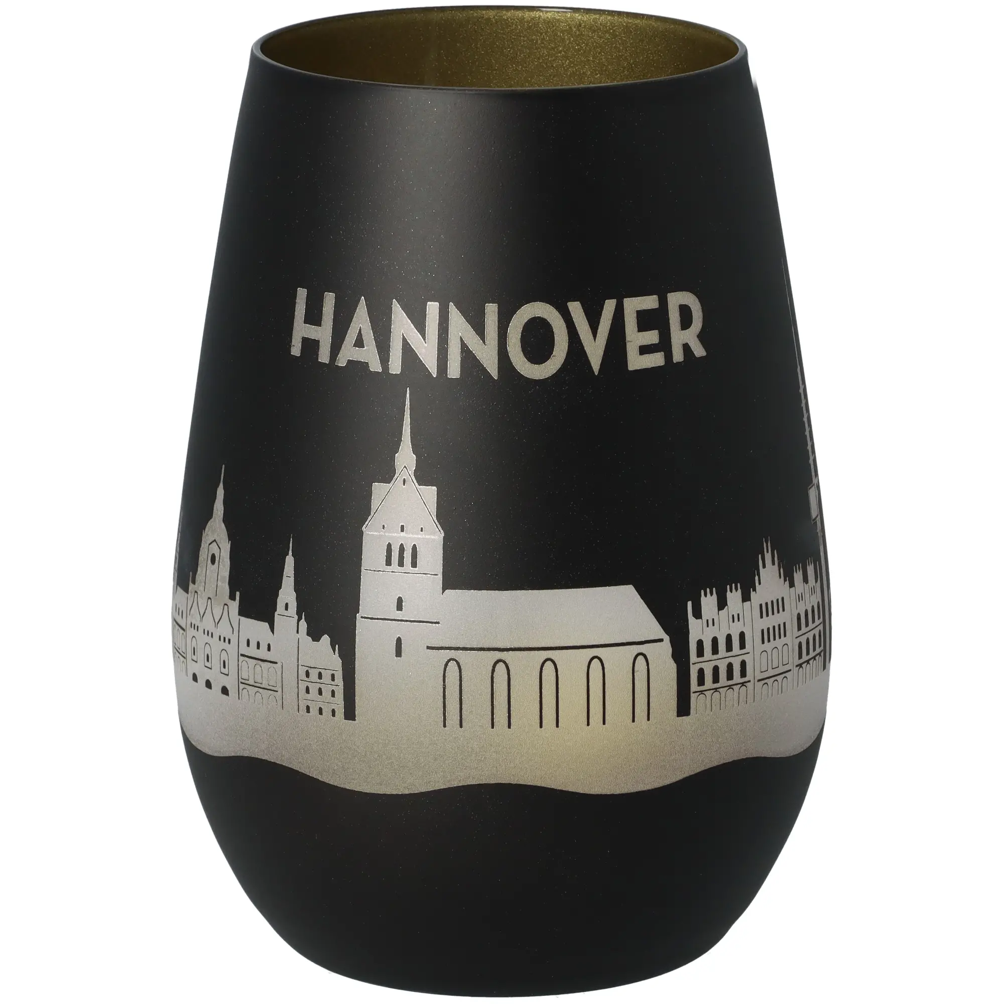 Windlicht Skyline Hannover Schwarz/Gold