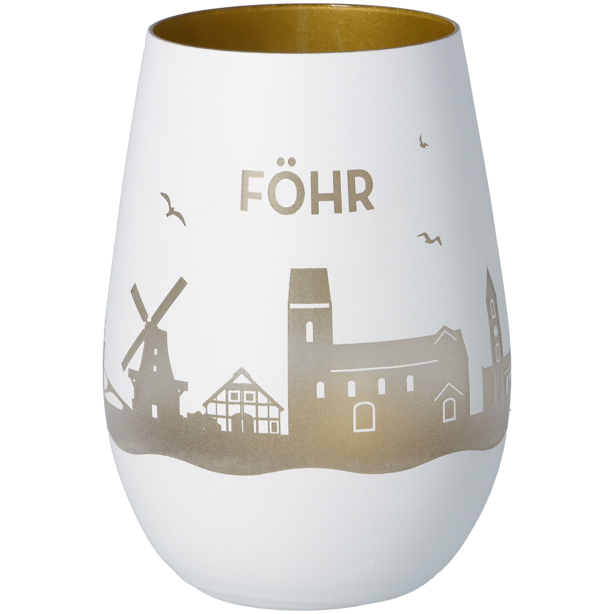 Windlicht Skyline Föhr Weiß/Gold Windlicht Skyline Föhr Weiß/Gold