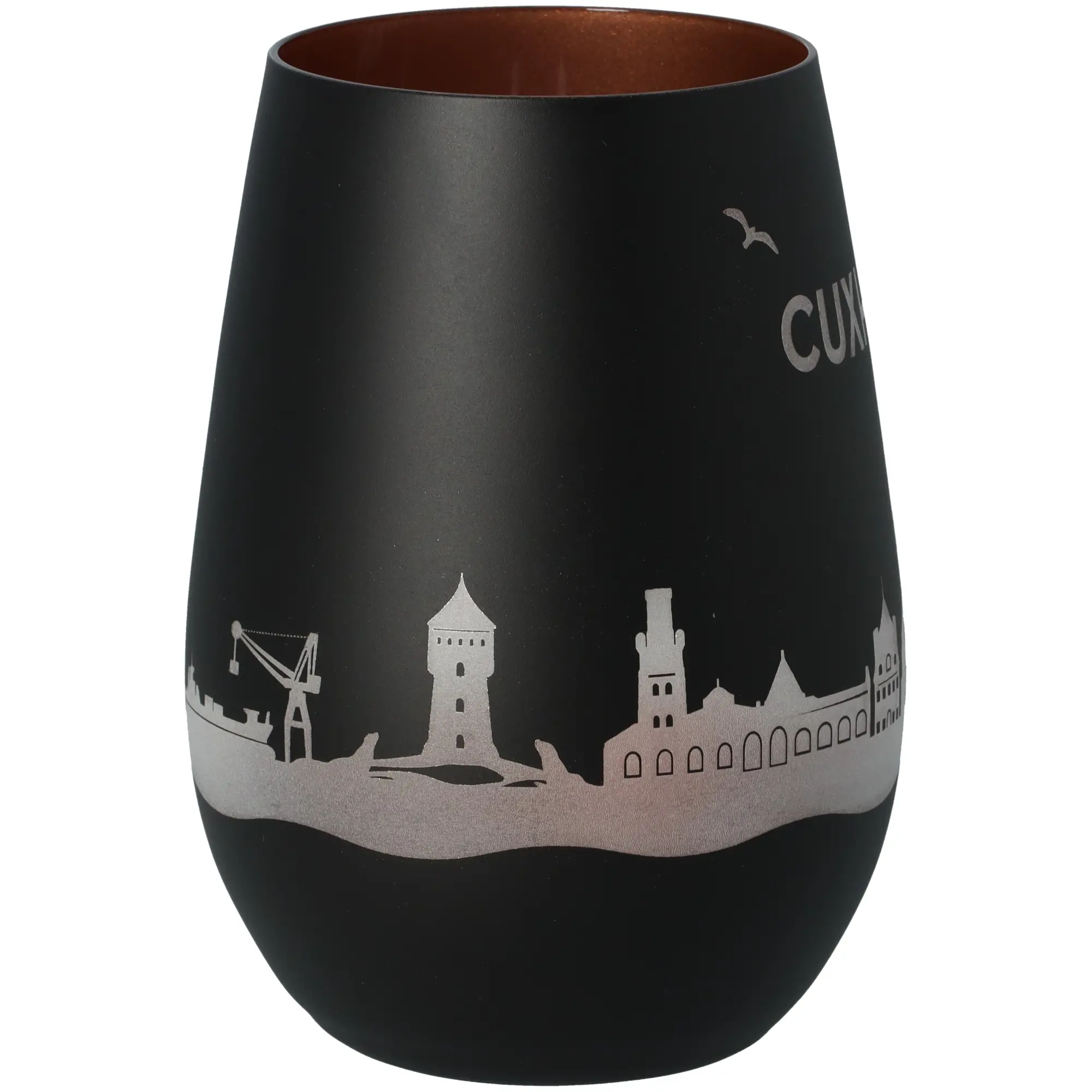 Windlicht Skyline Cuxhaven Schwarz/Bronze