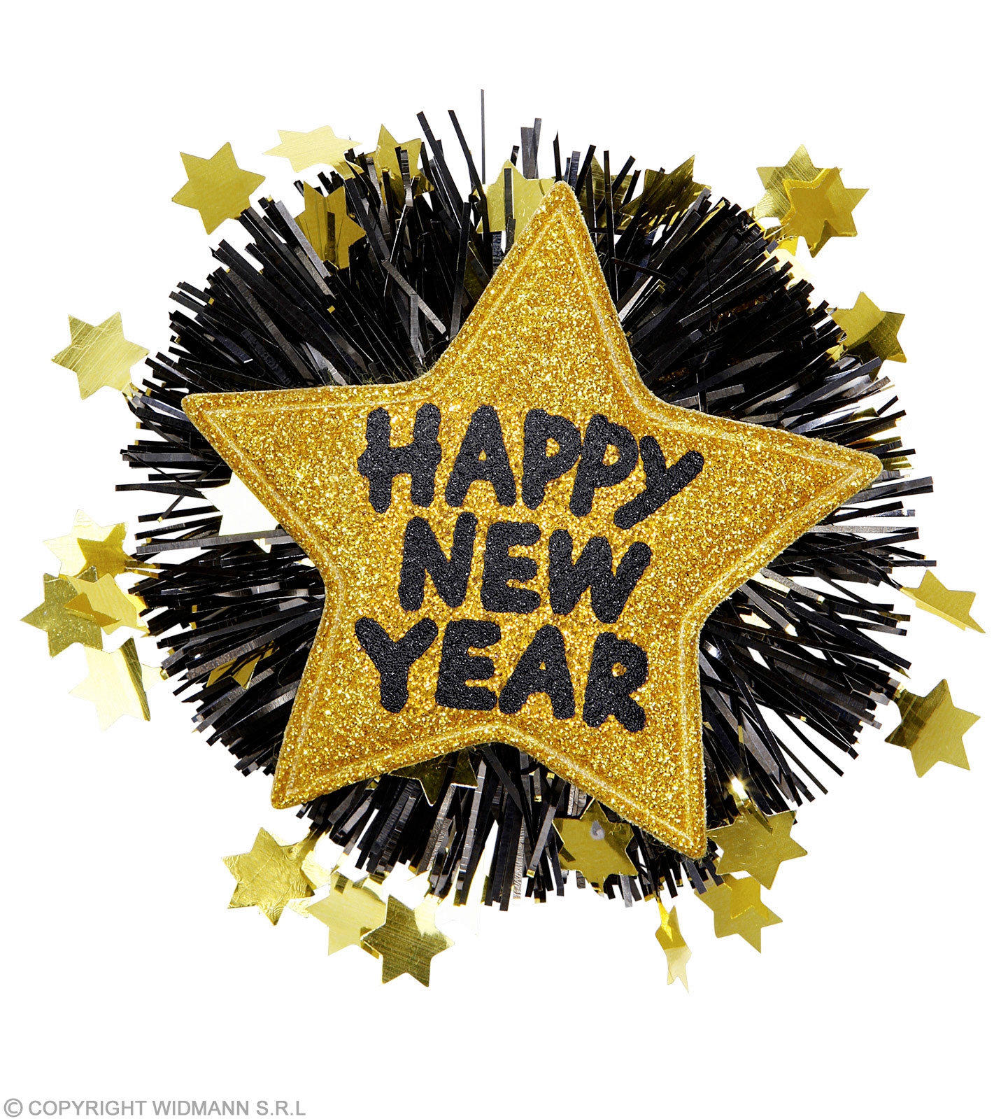 Brosche " Happy New Year", Gold/Schwarz