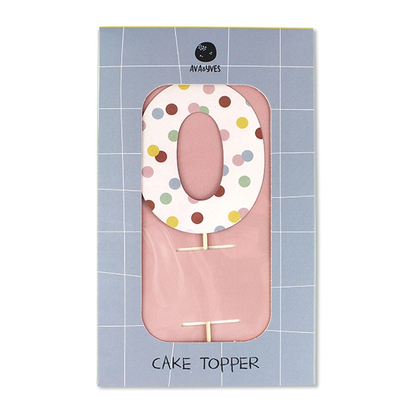Cake Topper Zahl "0", bunte Punkte