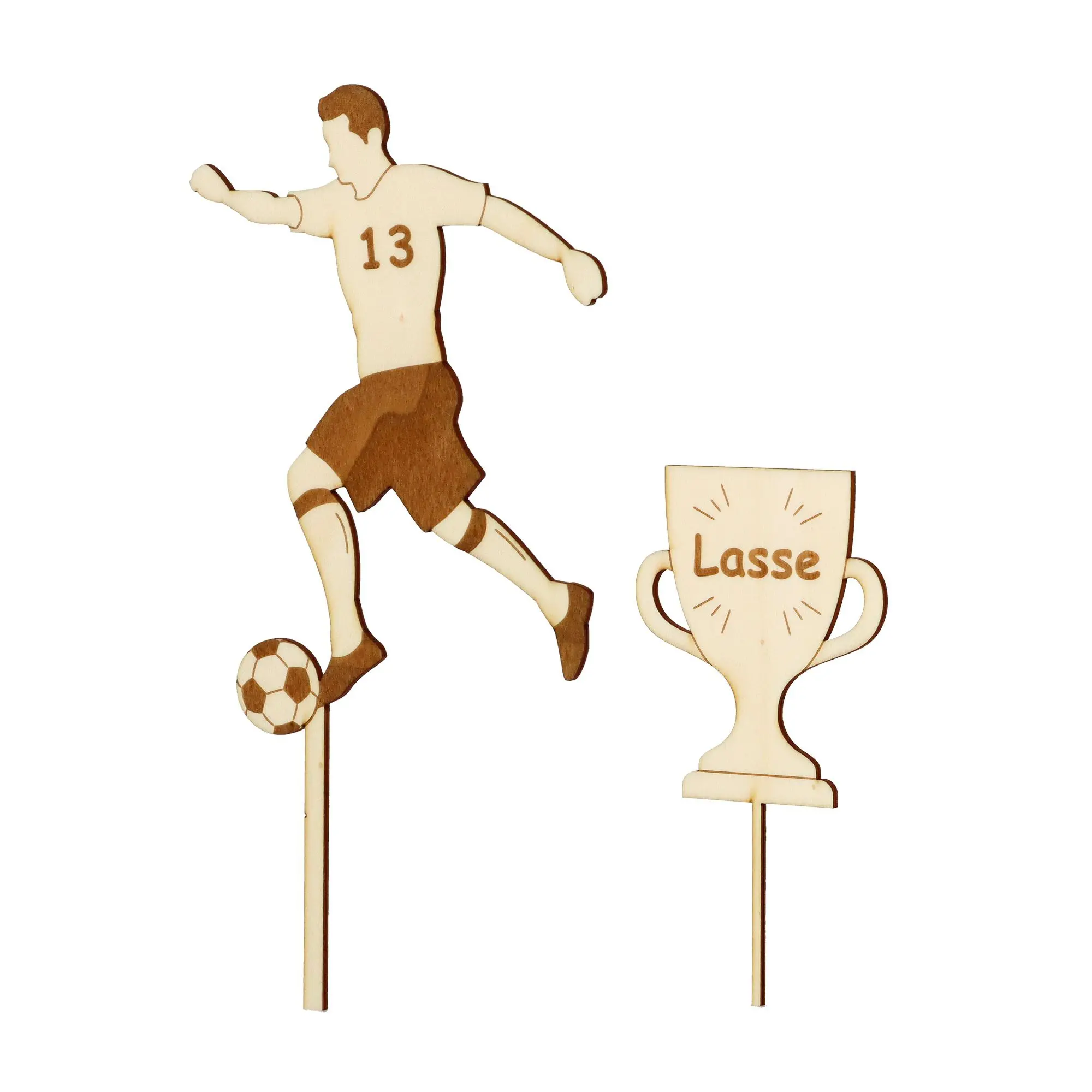 Cake Topper Fußball & Pokal "Name & Zahl" Set
