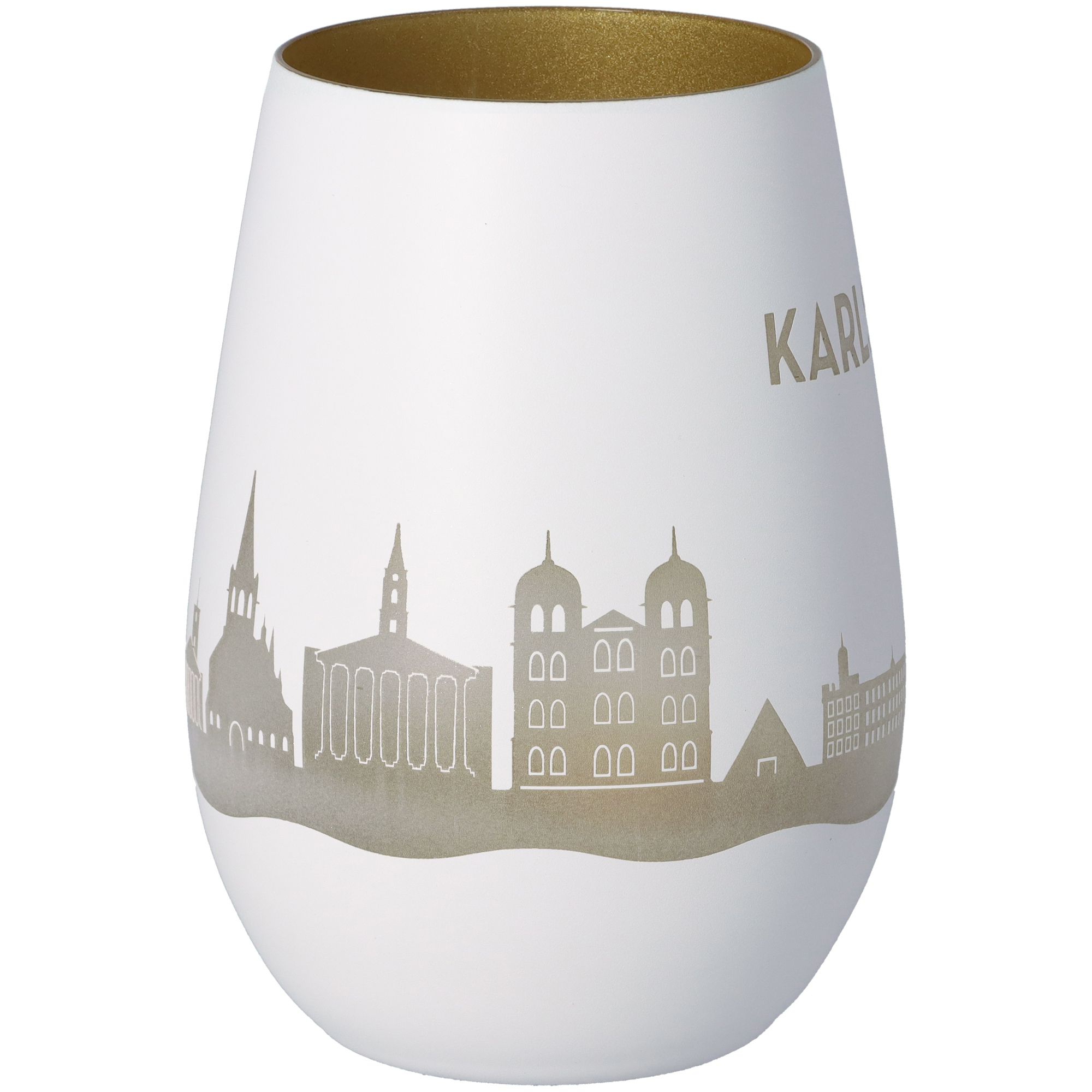 Windlicht Skyline Karlsruhe Weiß/Gold Windlicht Skyline Karlsruhe Weiß/Gold