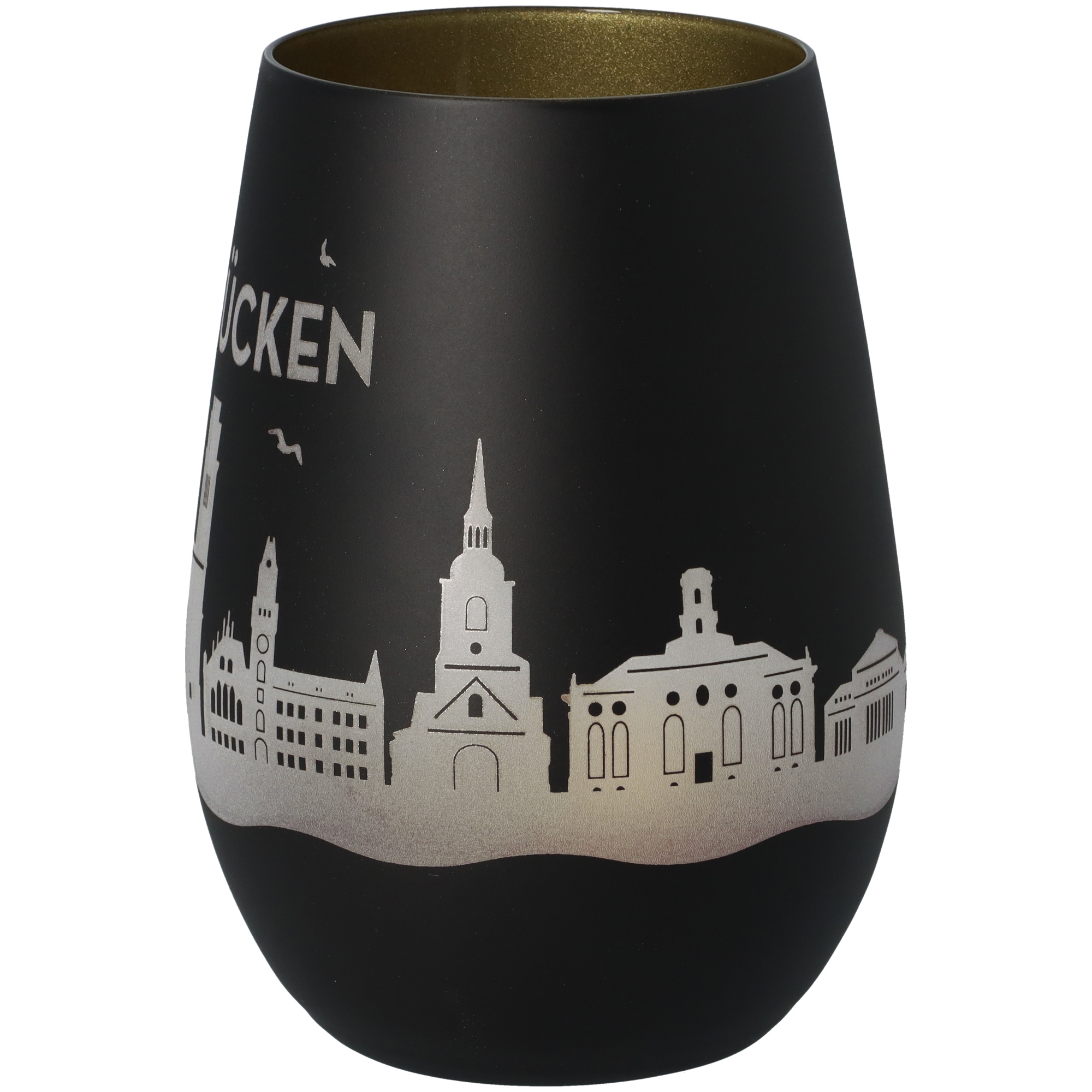 Windlicht Skyline Saarbrücken Schwarz/Gold Windlicht Skyline Saarbrücken Schwarz/Gold