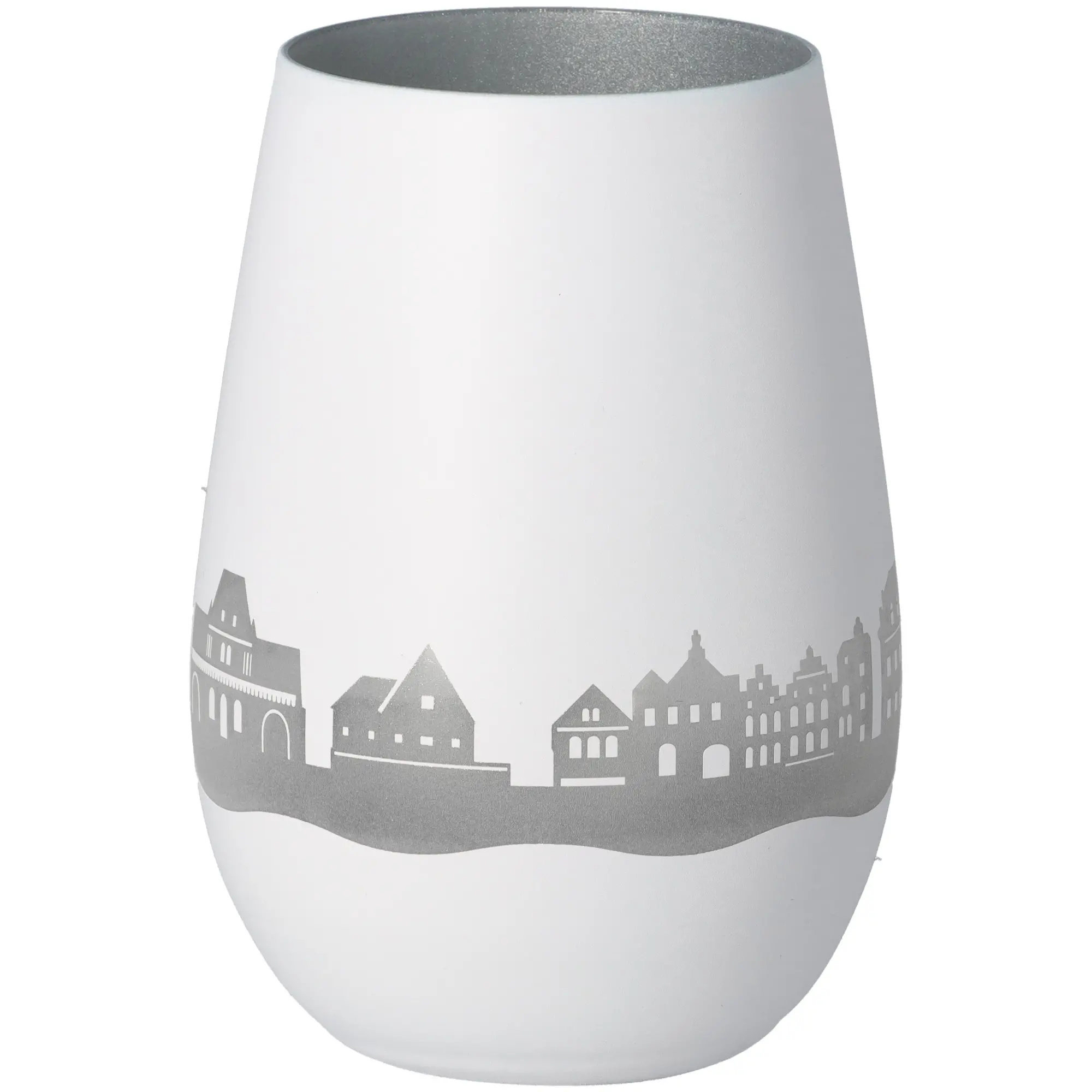 Windlicht Skyline Buxtehude Weiß/Silber