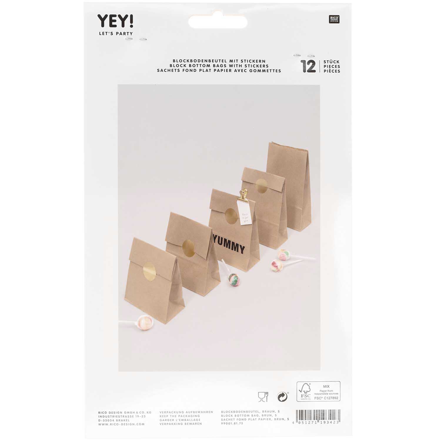 Geschenktüten mit Blockboden braun, klein - 12 Stück Geschenktüten mit Blockboden braun, klein - 12 Stück