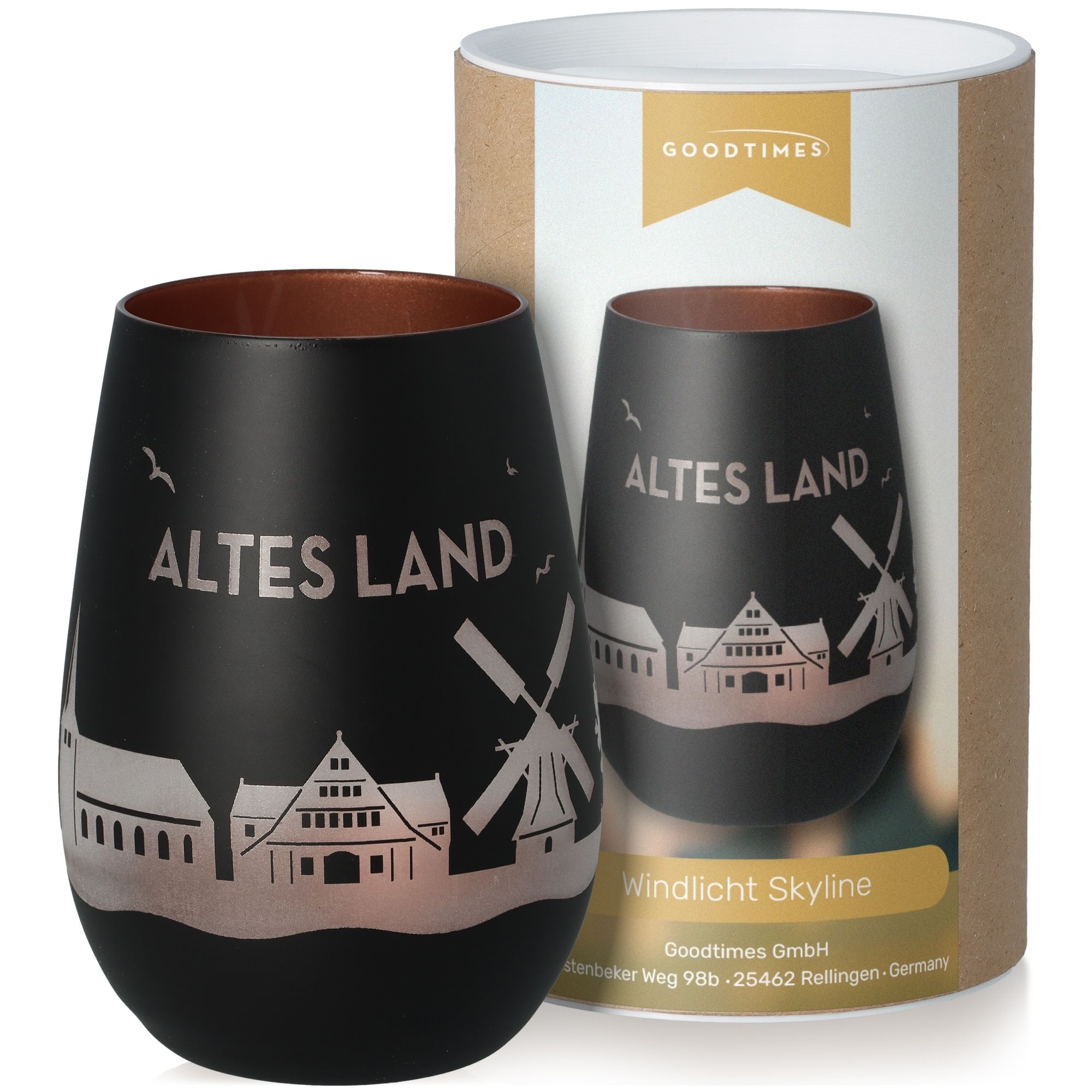 Windlicht Skyline Altes Land Schwarz/Bronze Krug, Töpferei