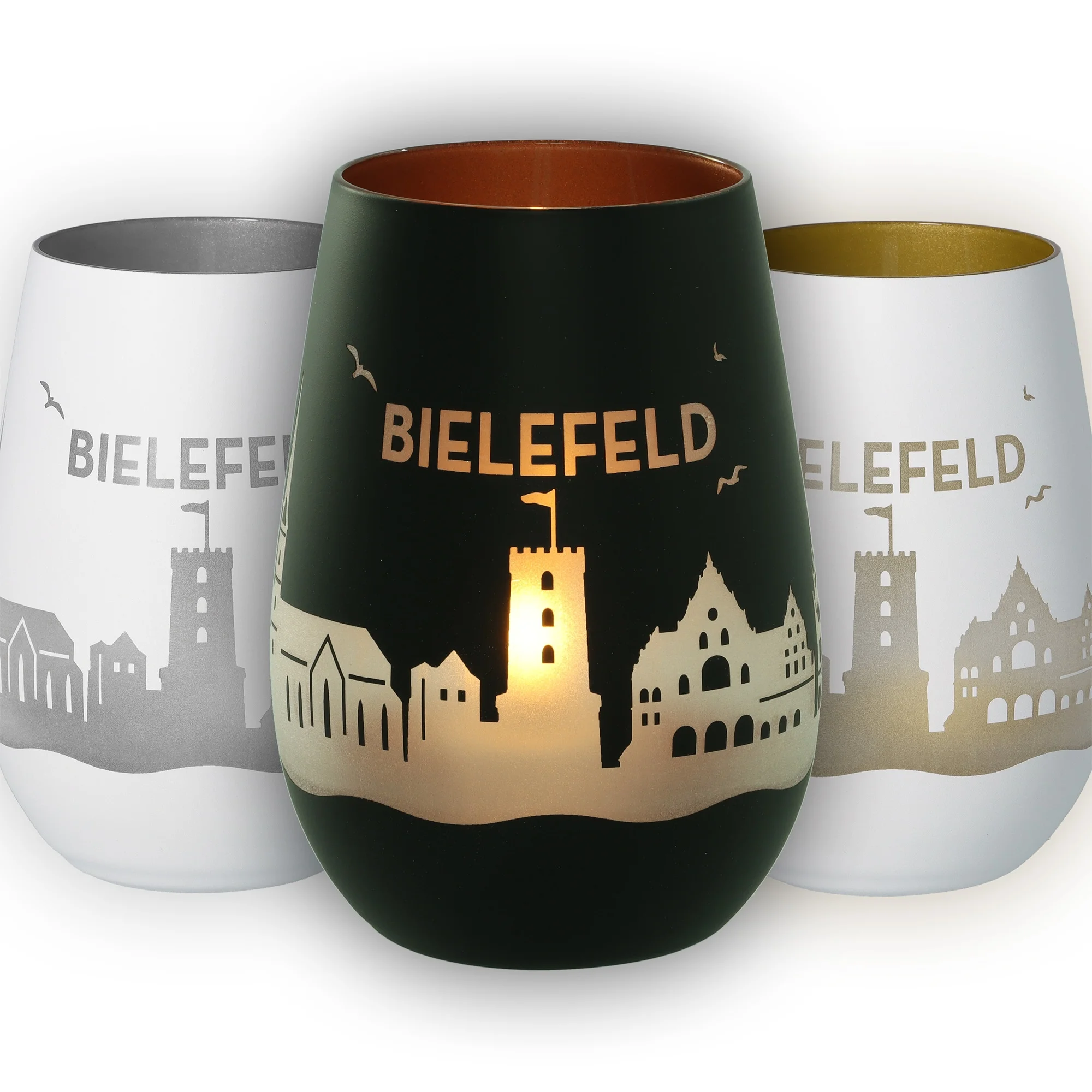 Wein Flasche, Kaffeebecher, Tassen-Set, Bielefeld, Stadt Silhouette