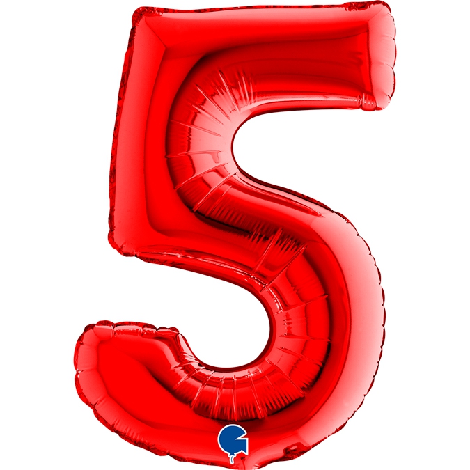Folienballon Zahl "5" Rot, zur Luftbefüllung, 35 cm Folienballon Zahl "5" Rot, zur Luftbefüllung, 35 cm