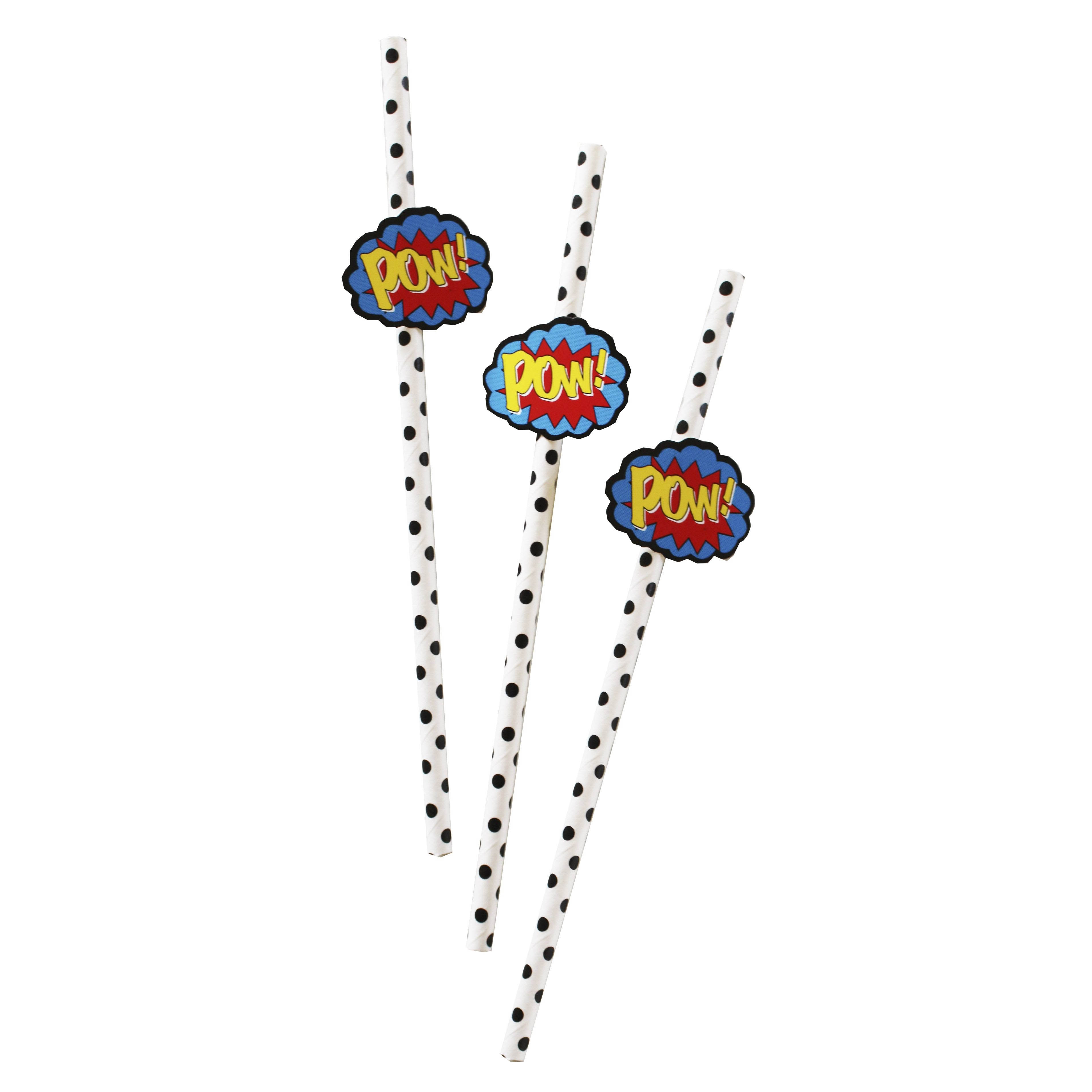 Comic Superheld - 20 Papier-Strohhalme Comic Superheld - 20 Papier-Strohhalme