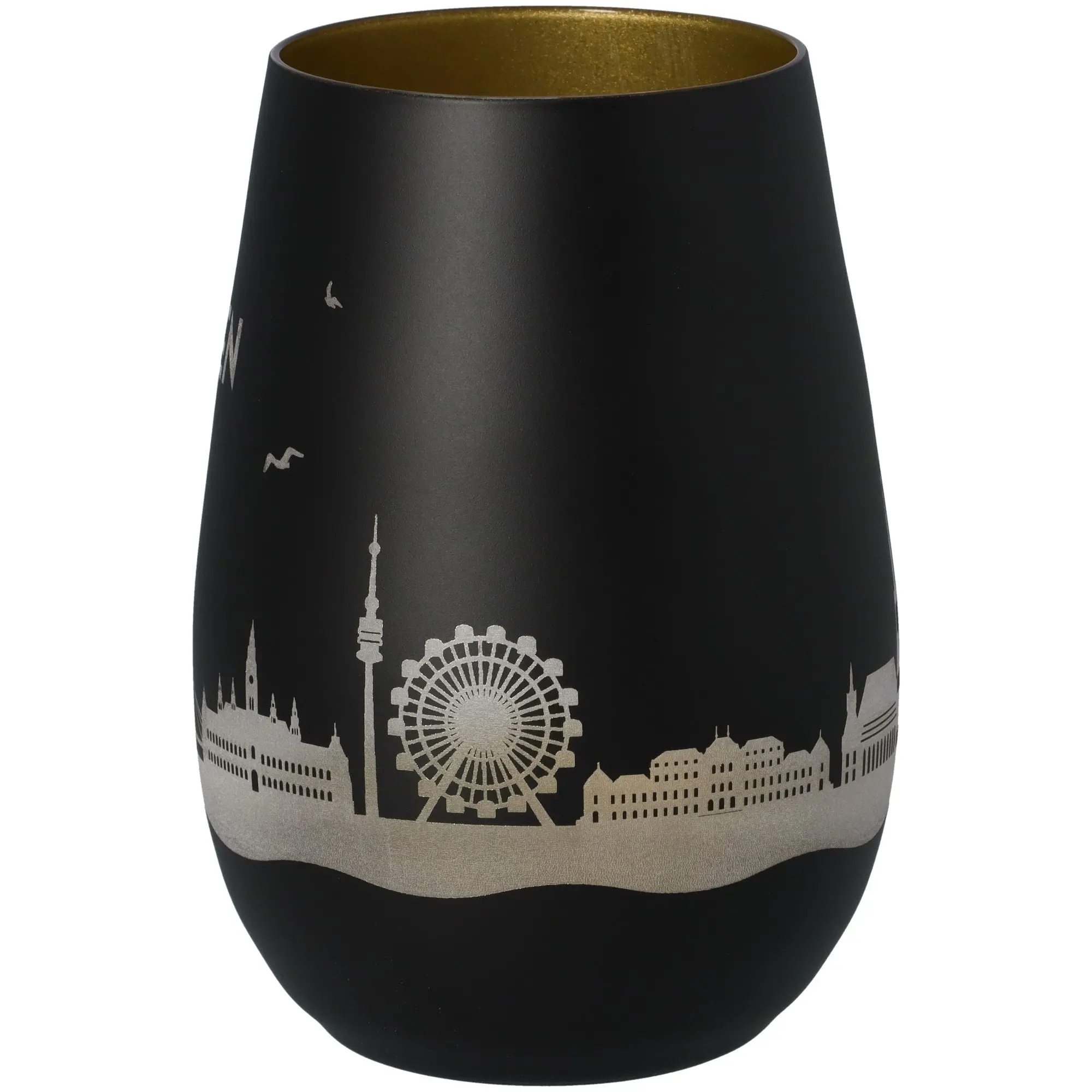 Windlicht Skyline Wien Schwarz/Gold
