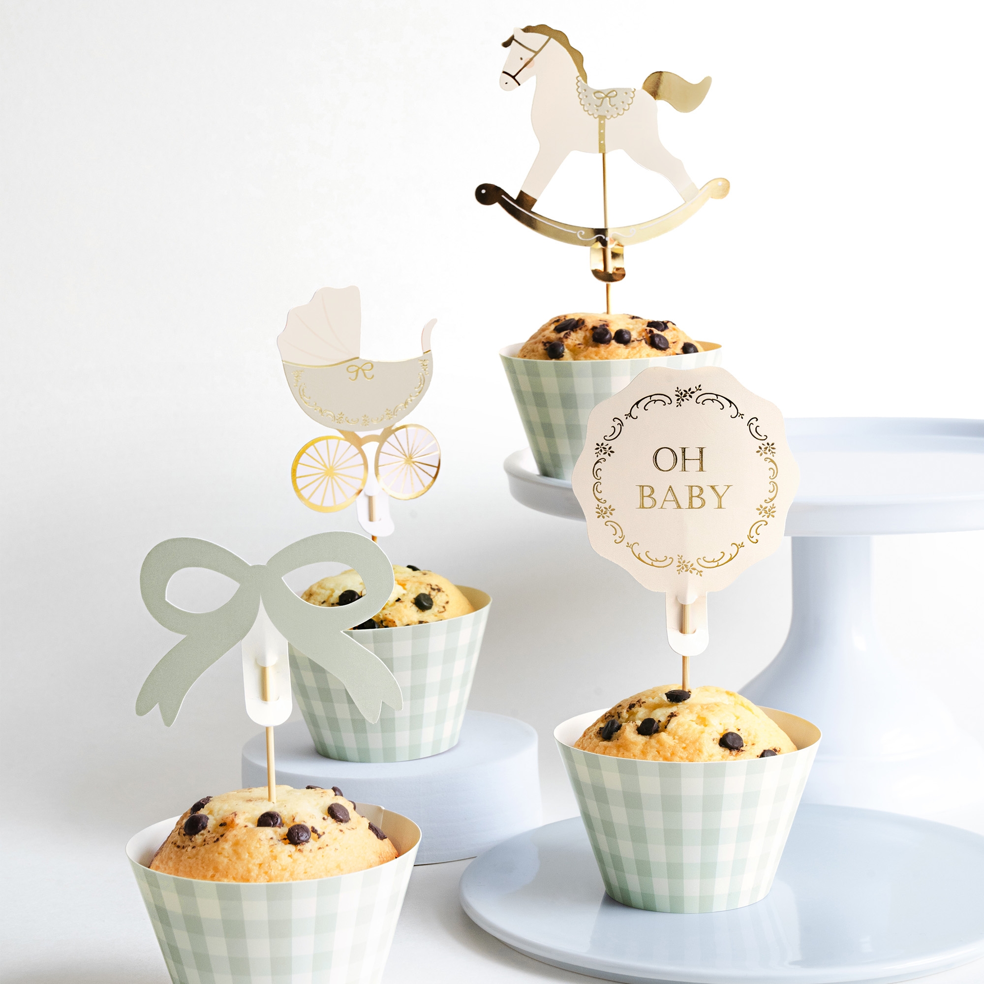 Cupcake Topper "Oh Baby" 6 Stück Törtchen, Nachtisch, Essen, Muffin, Leute