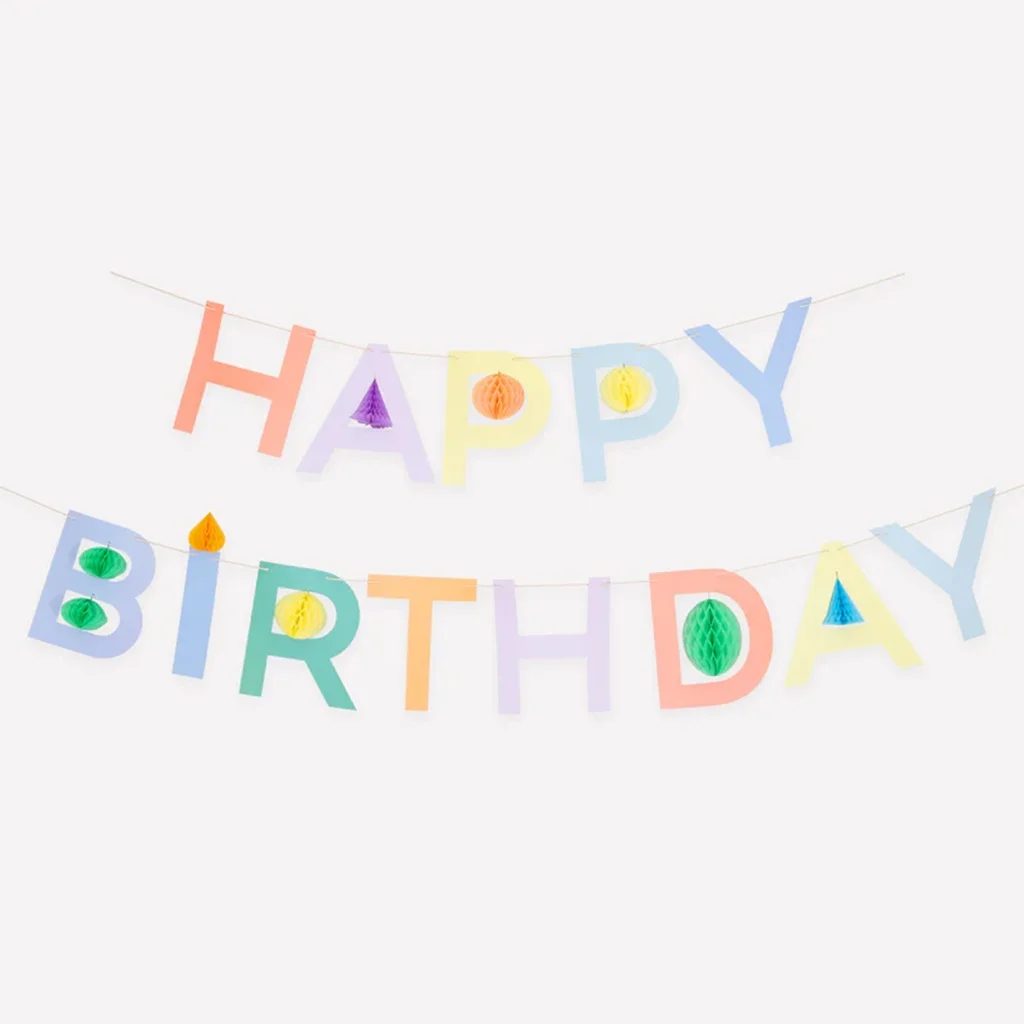 Meri Meri - Wabengirlande "Happy Birthday" 1,8 m