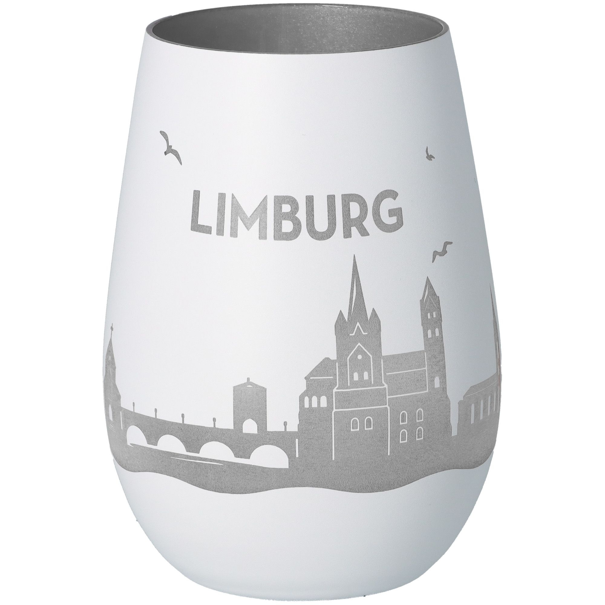 Windlicht Skyline Limburg Weiß/Silber Töpferei, Glas, Einmachglas, Vase