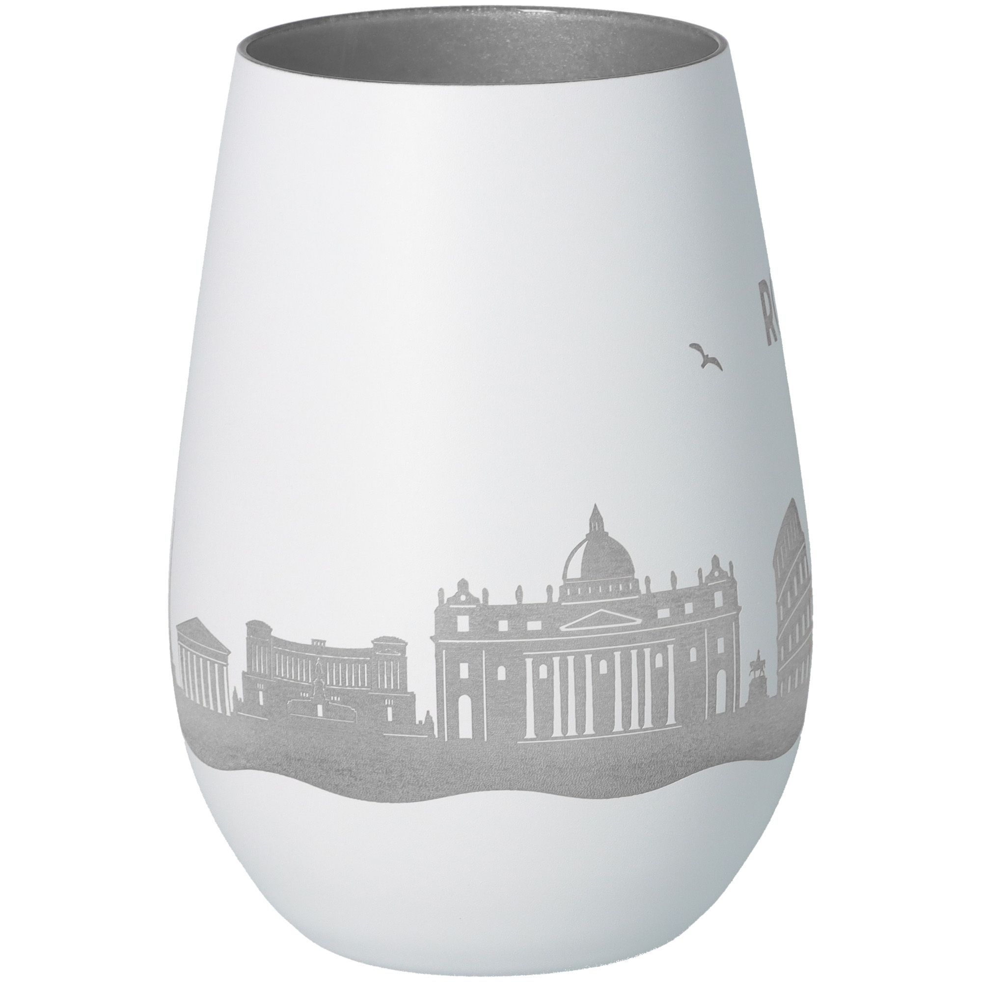 Windlicht Skyline Rom Weiß/Silber Töpferei, Krug, Porzellan, Vase, Lampe