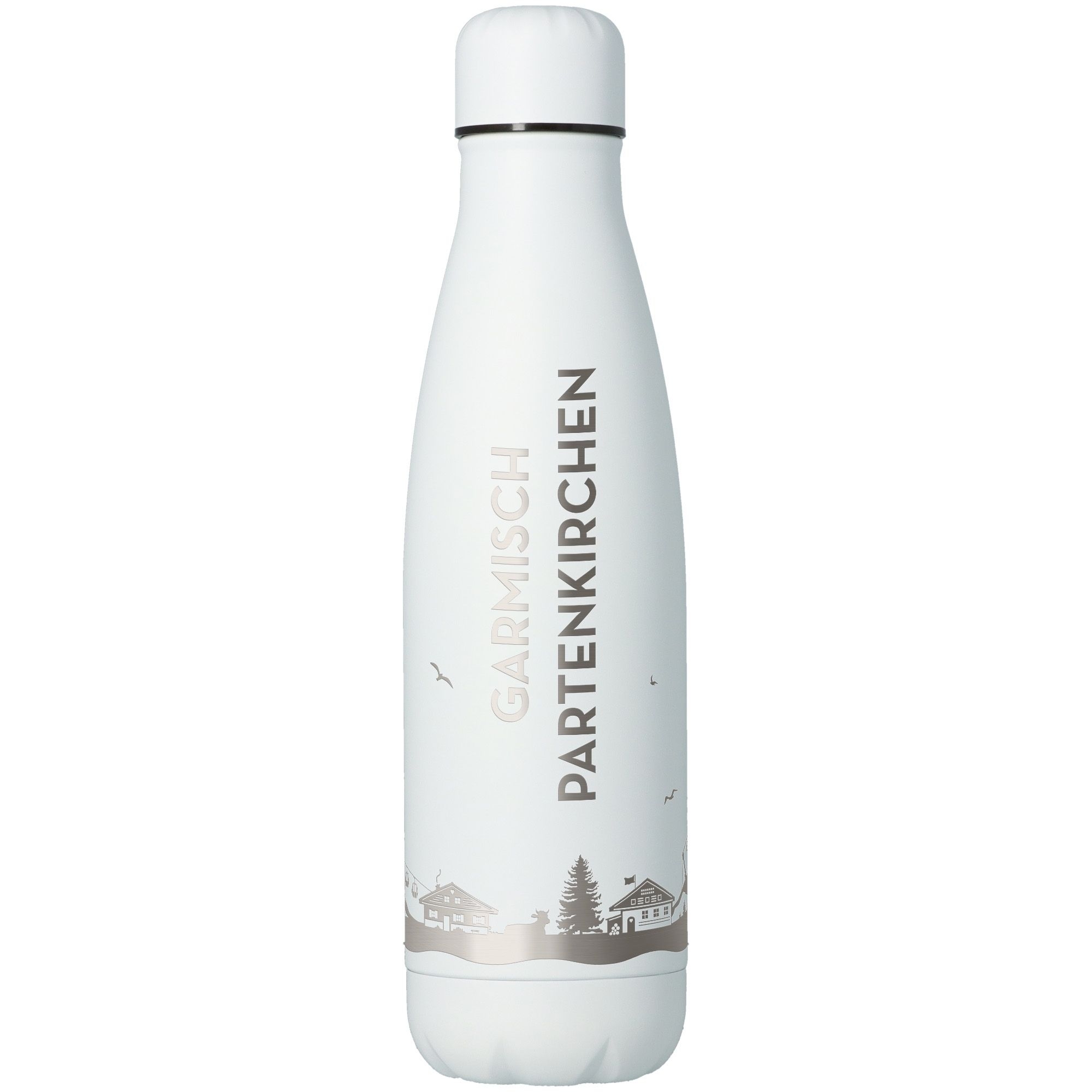 Trinkflasche Skyline Garmisch-Partenkirchen Weiß 500ml Flasche, Wasserflasche, Shaker