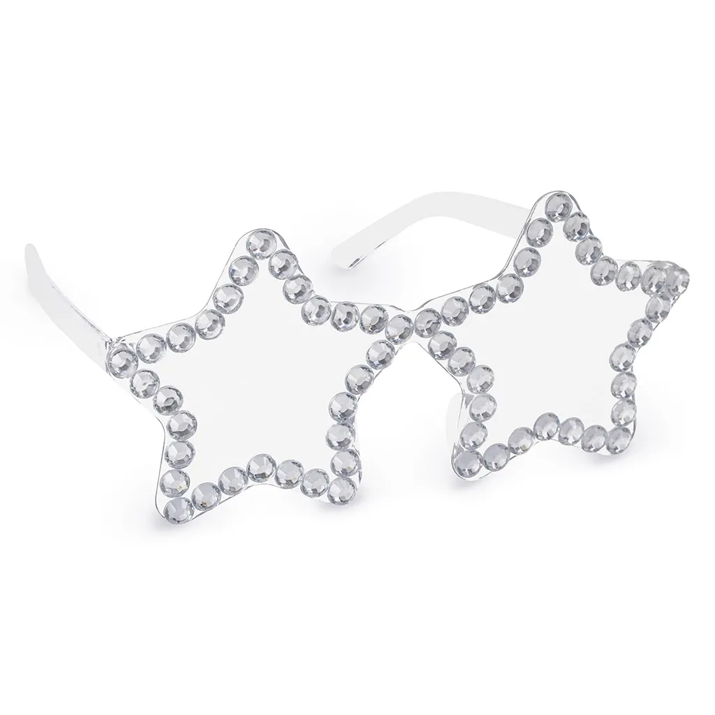 Brille "Sterne mit Strasssteinen" Silber