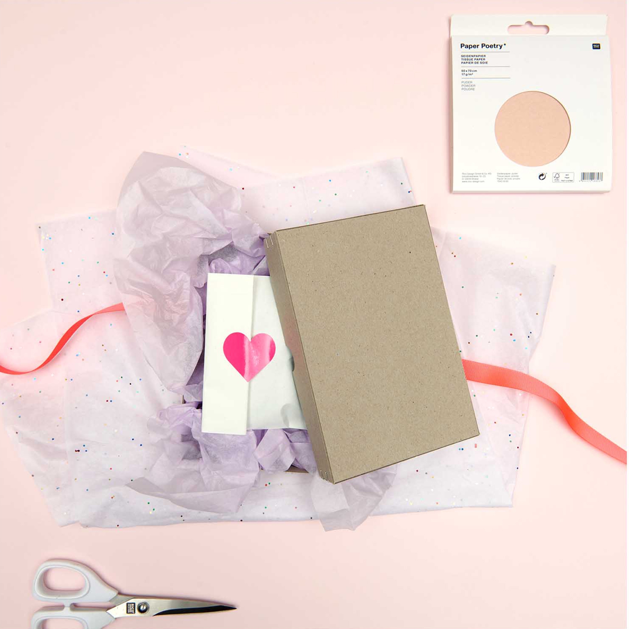 Seidenpapier Weiß Multicolor, 5 Bögen Seidenpapier Weiß Multicolor, 5 Bögen