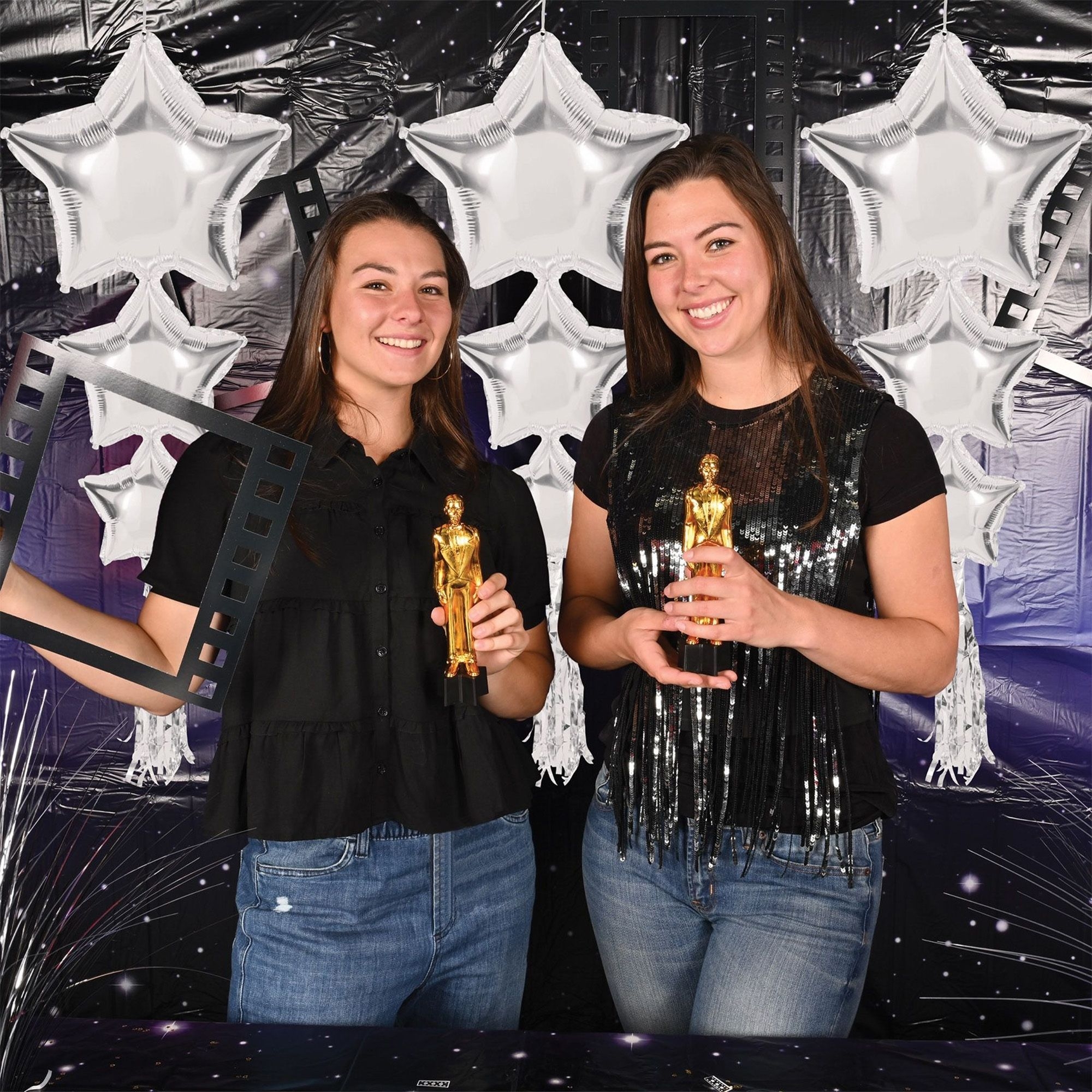 3 Stern Ballons mit Tasseln "Silber" Erwachsener, Weiblich, Person, Frau, Hosen