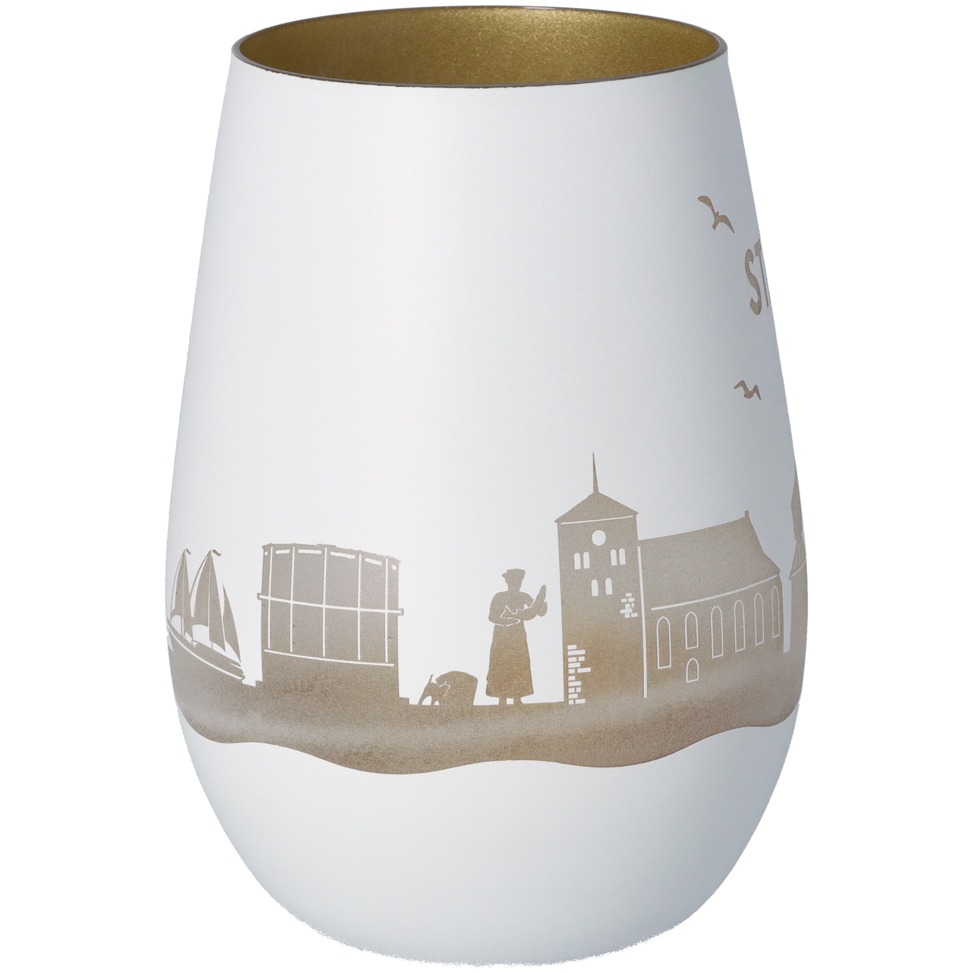Windlicht Skyline Stade Weiß/Gold Windlicht Skyline Stade Weiß/Gold