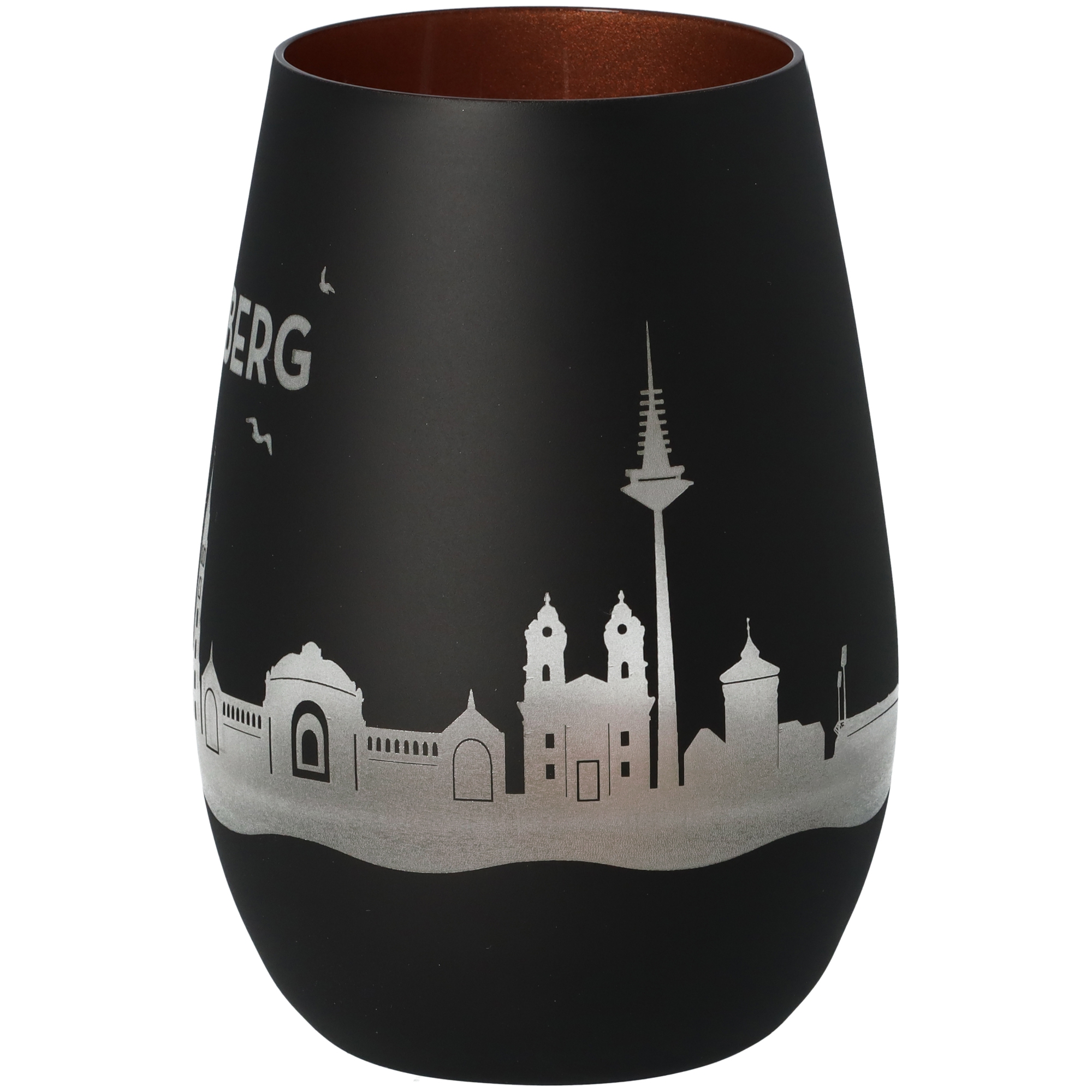 Windlicht Skyline Nürnberg Schwarz/Bronze Krug, Töpferei, Vase