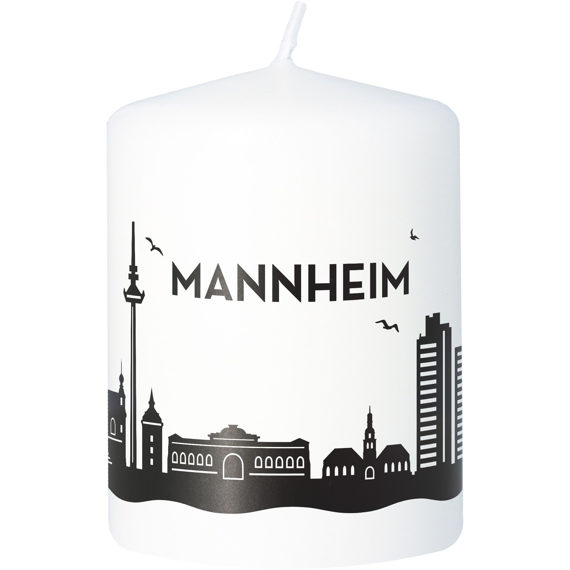 Stumpenkerze Skyline Mannheim Weiß Stumpenkerze Skyline Mannheim Weiß