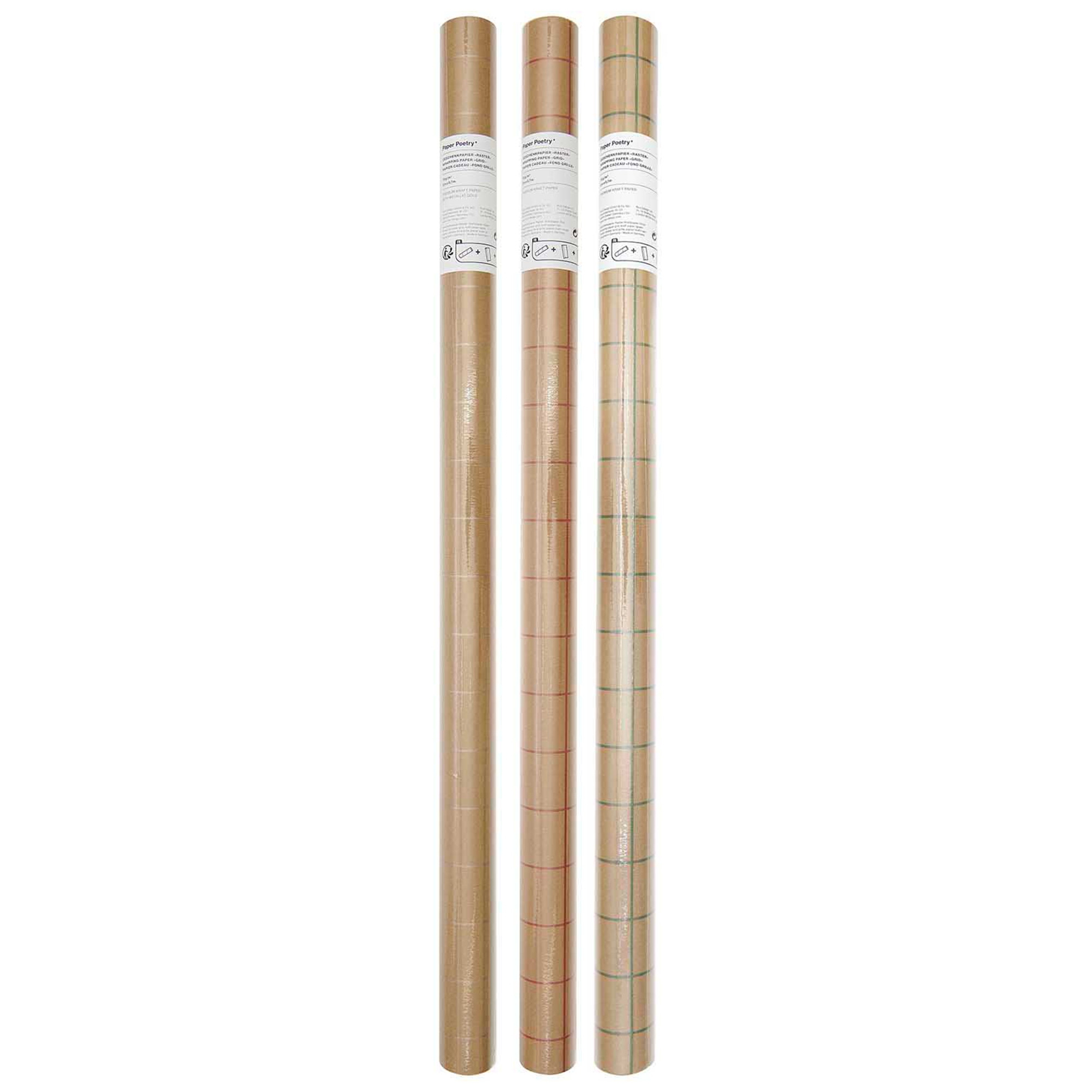 Geschenkpapier auf Rolle, Raster Kraftpapier "Grün" 2m