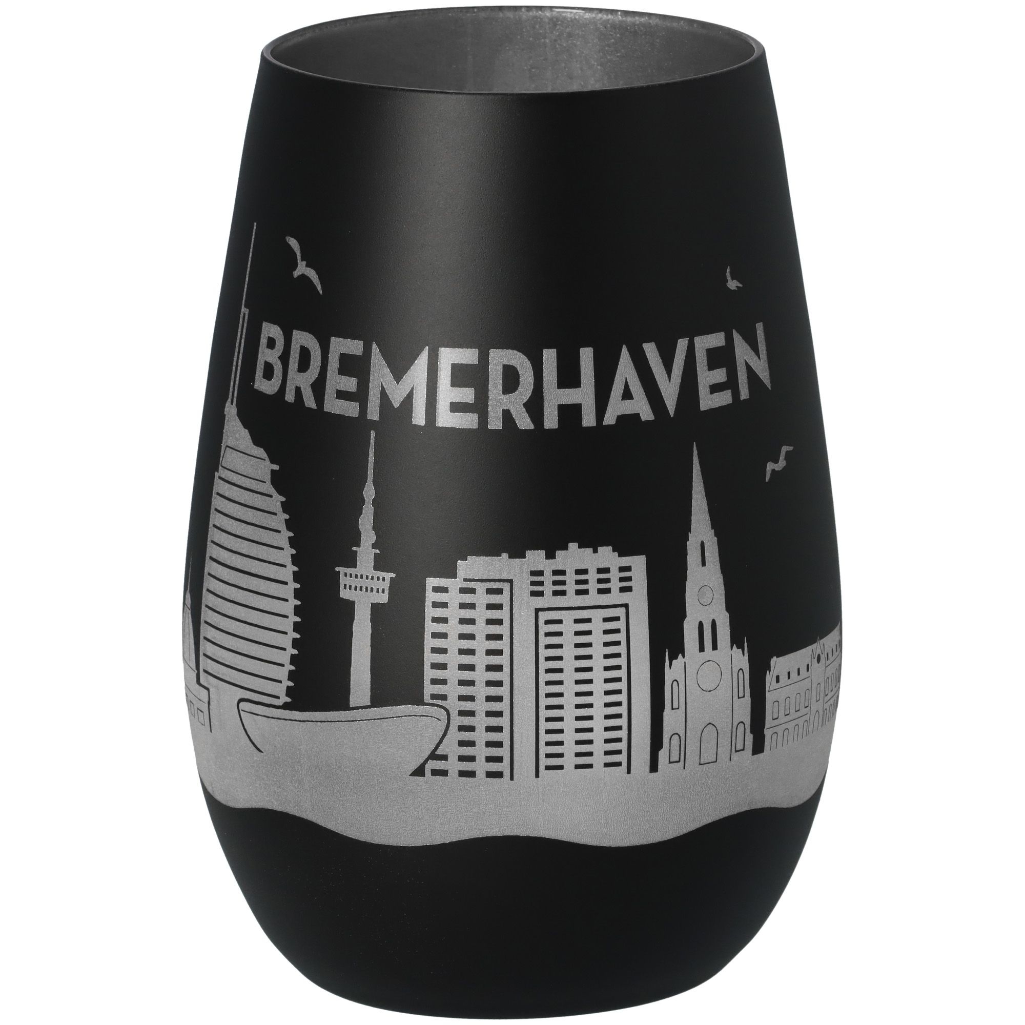Windlicht Skyline Bremerhaven Schwarz/Silber Windlicht Skyline Bremerhaven Schwarz/Silber