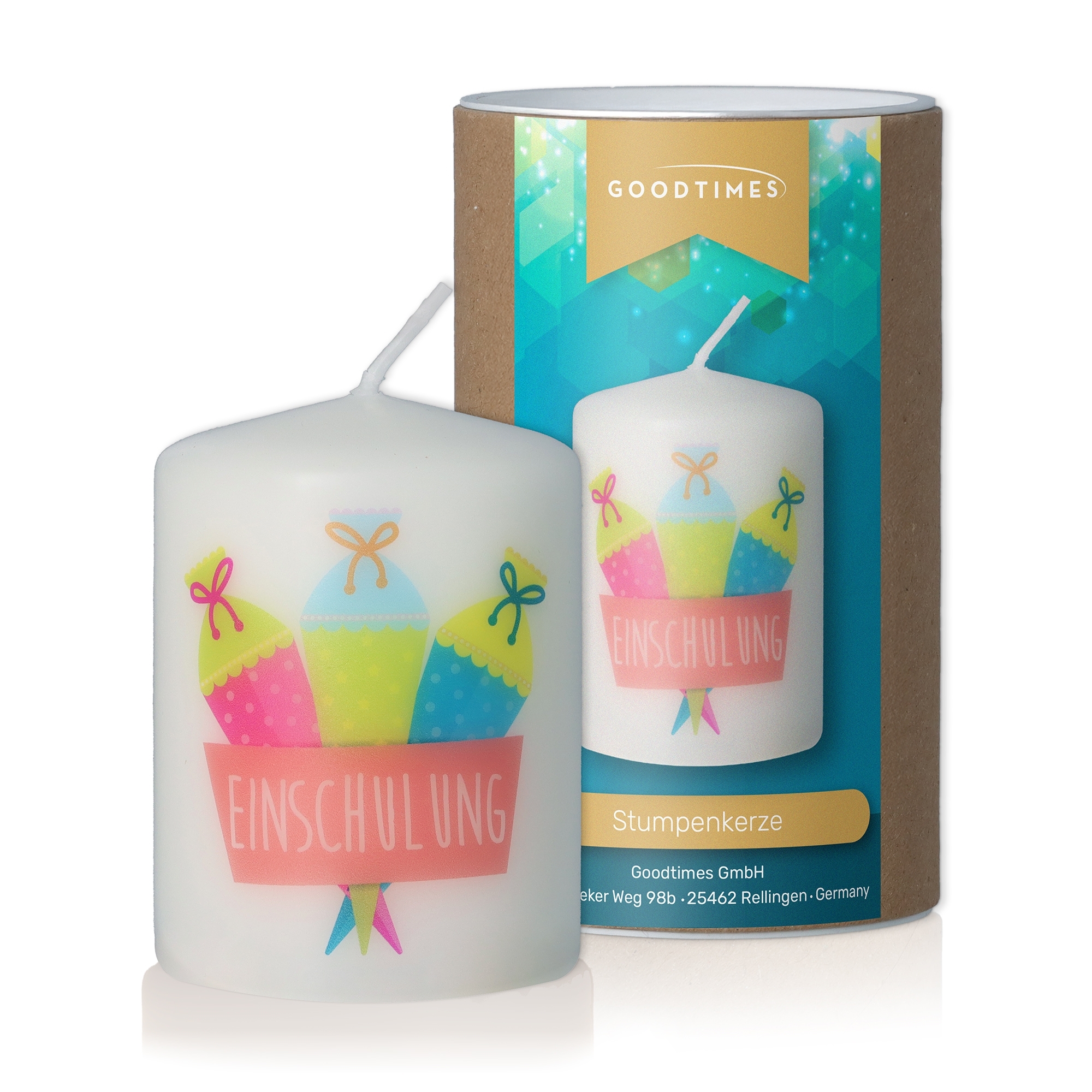 Stumpenkerze "Einschulung" Kerze