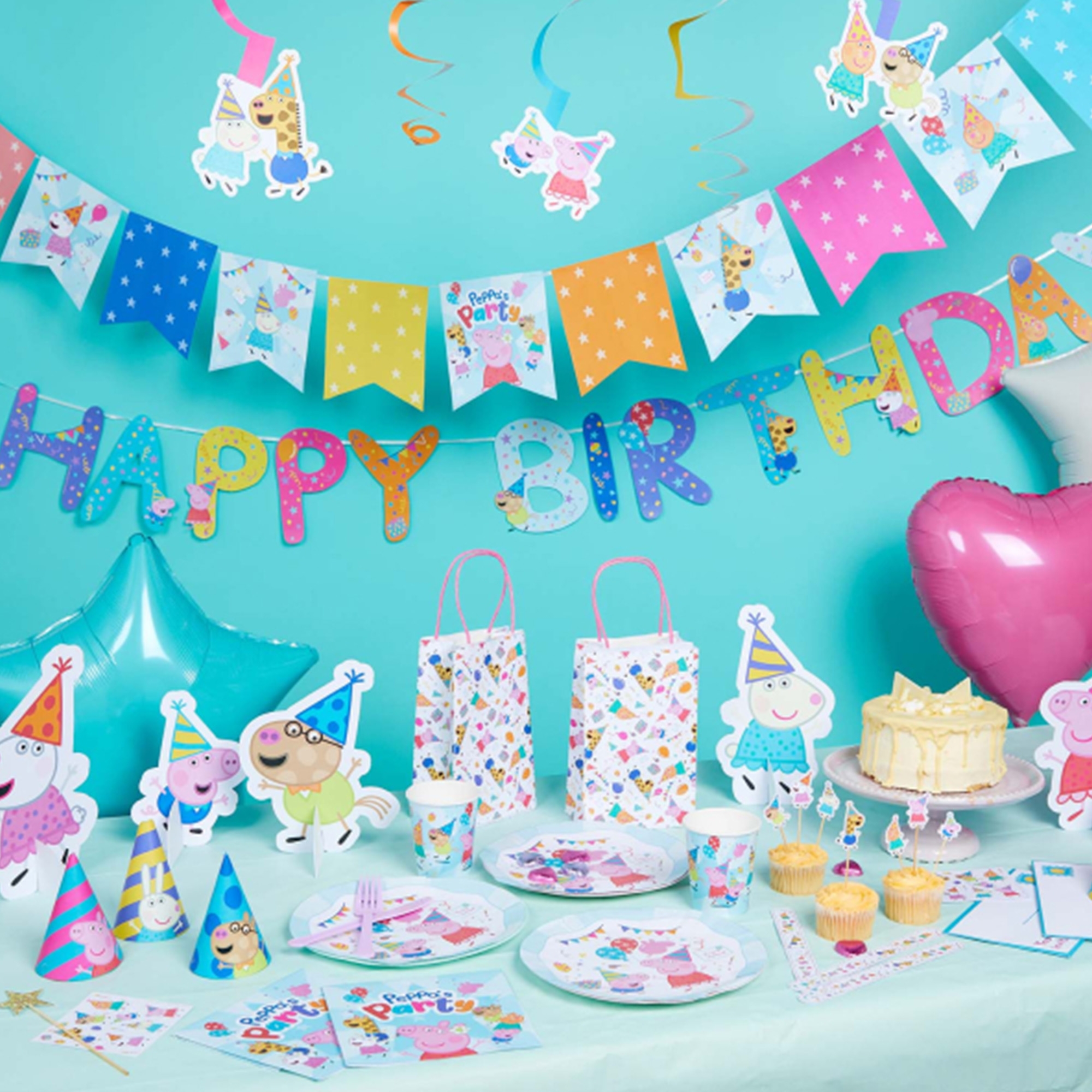 Tischdekorations-Set "Peppa Pig" Leute, Geburtstagstorte, Lustig, Party, Geburtstagsparty