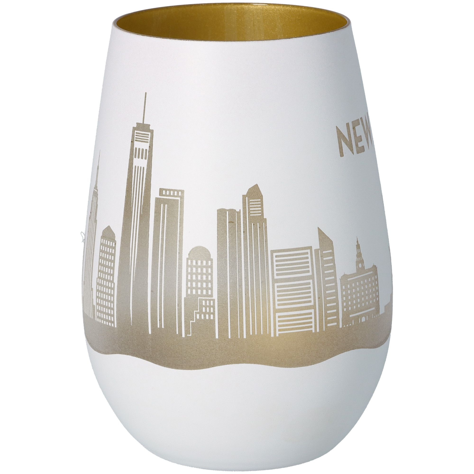 Windlicht Skyline New York Weiß/Gold Windlicht Skyline New York Weiß/Gold