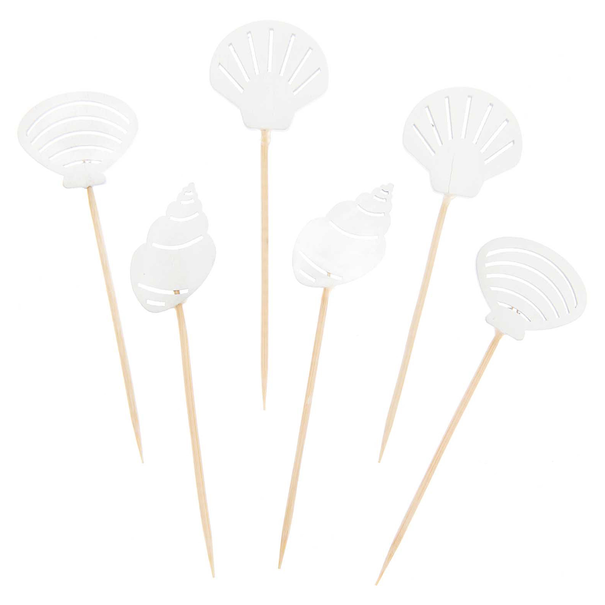 Deko-Picker "Weiße Muschel" 6 Stück Deko-Picker "Weiße Muschel" 6 Stück