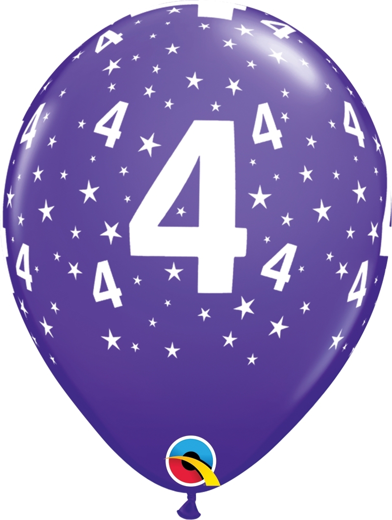 Qualatex Latexballon 4. Geburtstag verschiedene Farben Ø 30cm Qualatex Latexballon 4. Geburtstag verschiedene Farben Ø 30cm