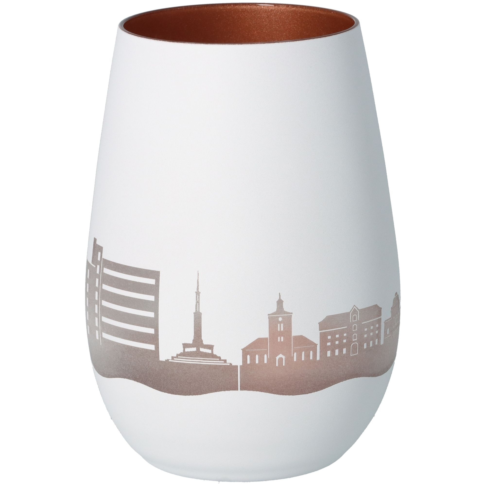 Windlicht Skyline Rendsburg Weiß/Bronze Töpferei, Krug, Vase, Kunst, Porzellan