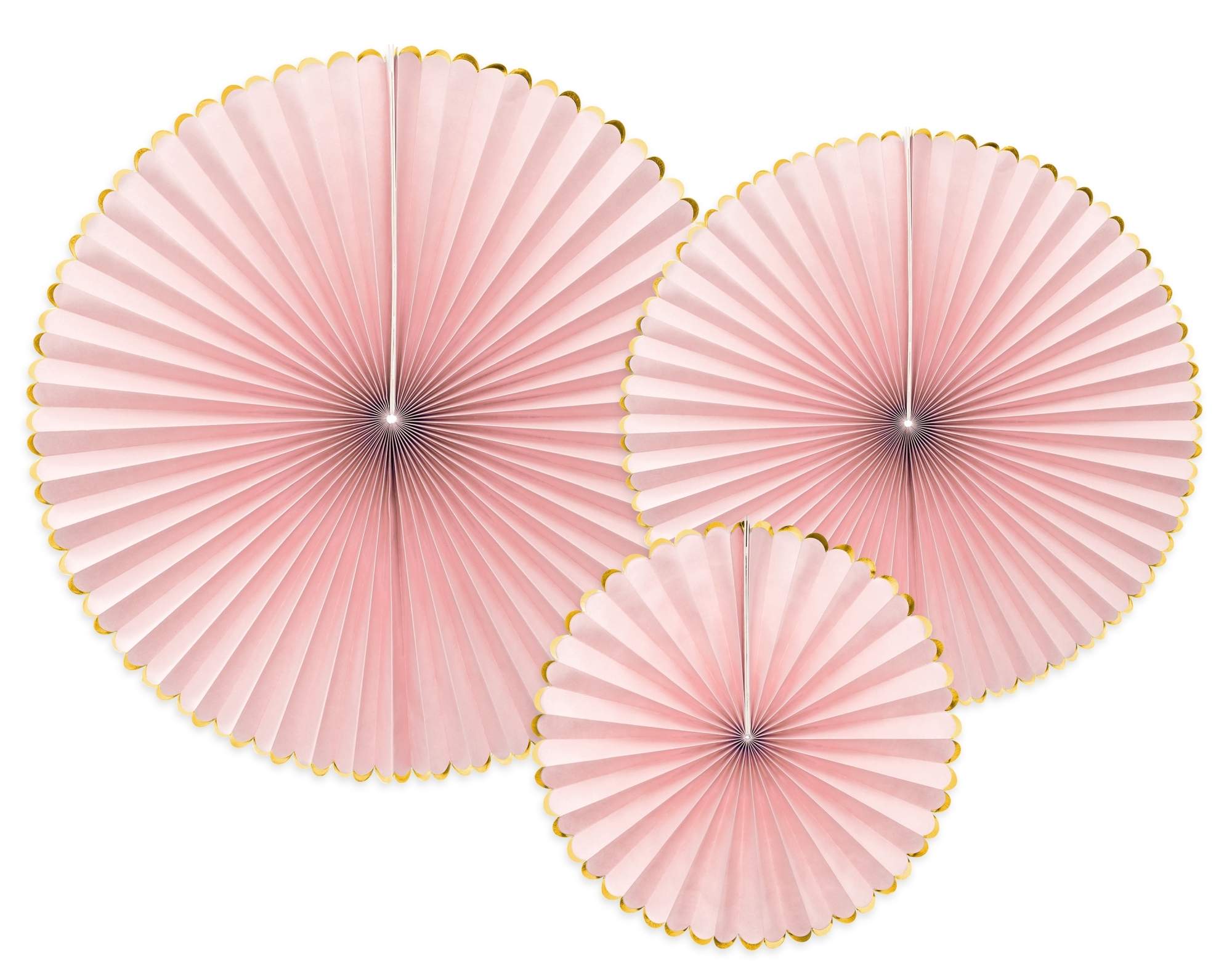 3 Dekofächer - Rosa mit Goldrand 3 Dekofächer - Rosa mit Goldrand