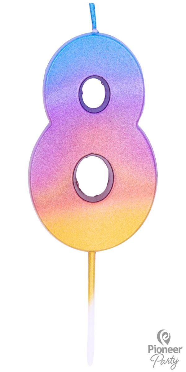 Zahlenkerze "8", Regenbogen Zahlenkerze "8", Regenbogen