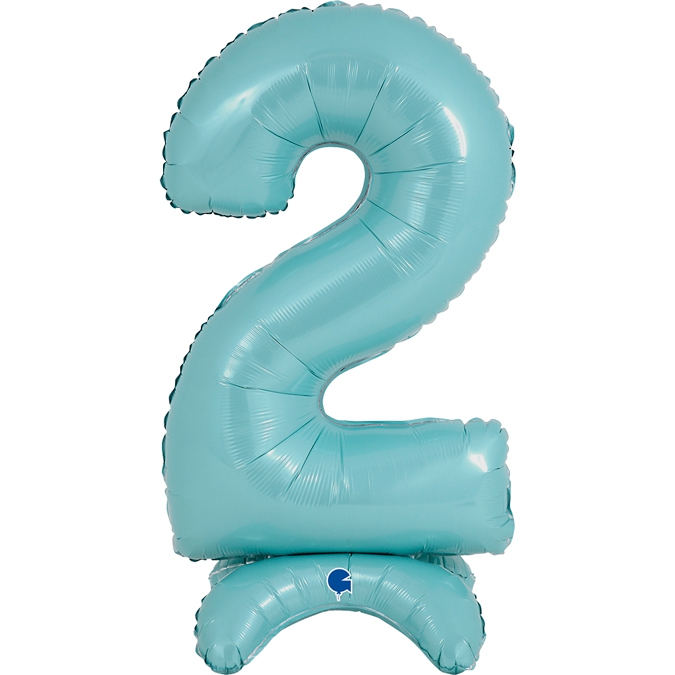 Folienballon Zahl 2 Pastell Blau, 65cm