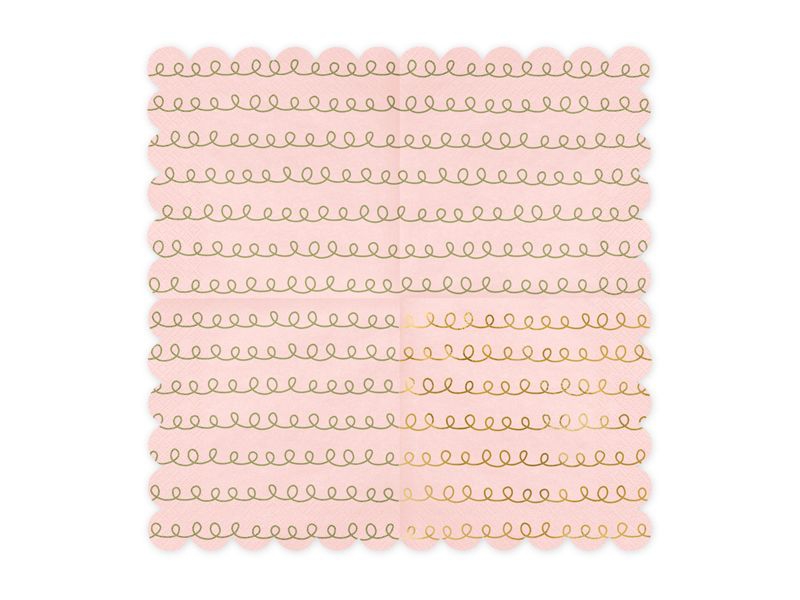 20 Servietten - "Goldene Kringel", Rosa