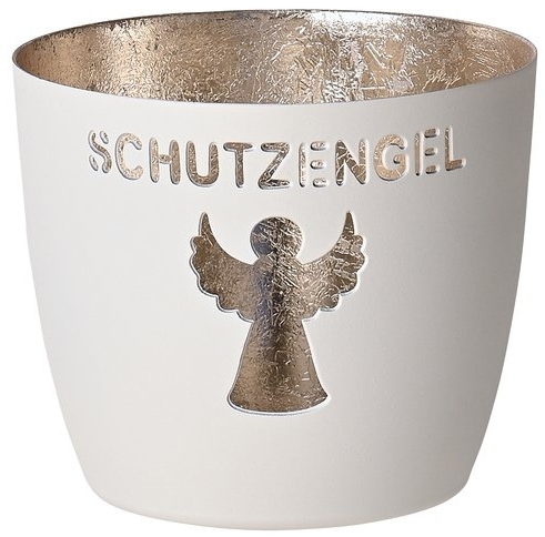 Madras Windlicht "Schutzengel", Weiß/Gold - M Madras Windlicht "Schutzengel", Weiß/Gold - M