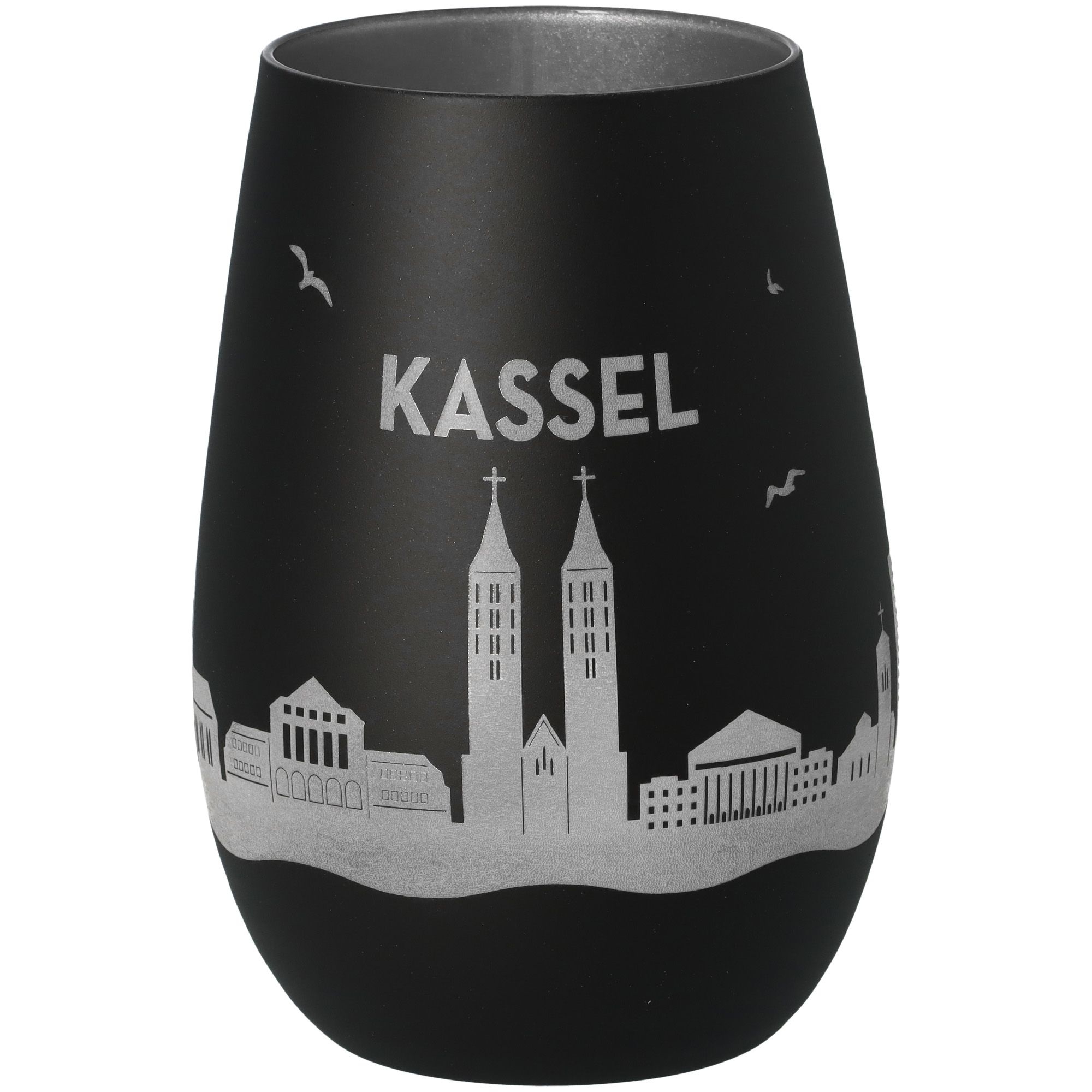 Windlicht Skyline Kassel Schwarz/Silber Töpferei, Krug, Glas, Vase
