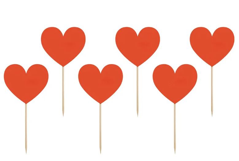 6 Cake Topper "Herzen", Rot 6 Cake Topper "Herzen", Rot