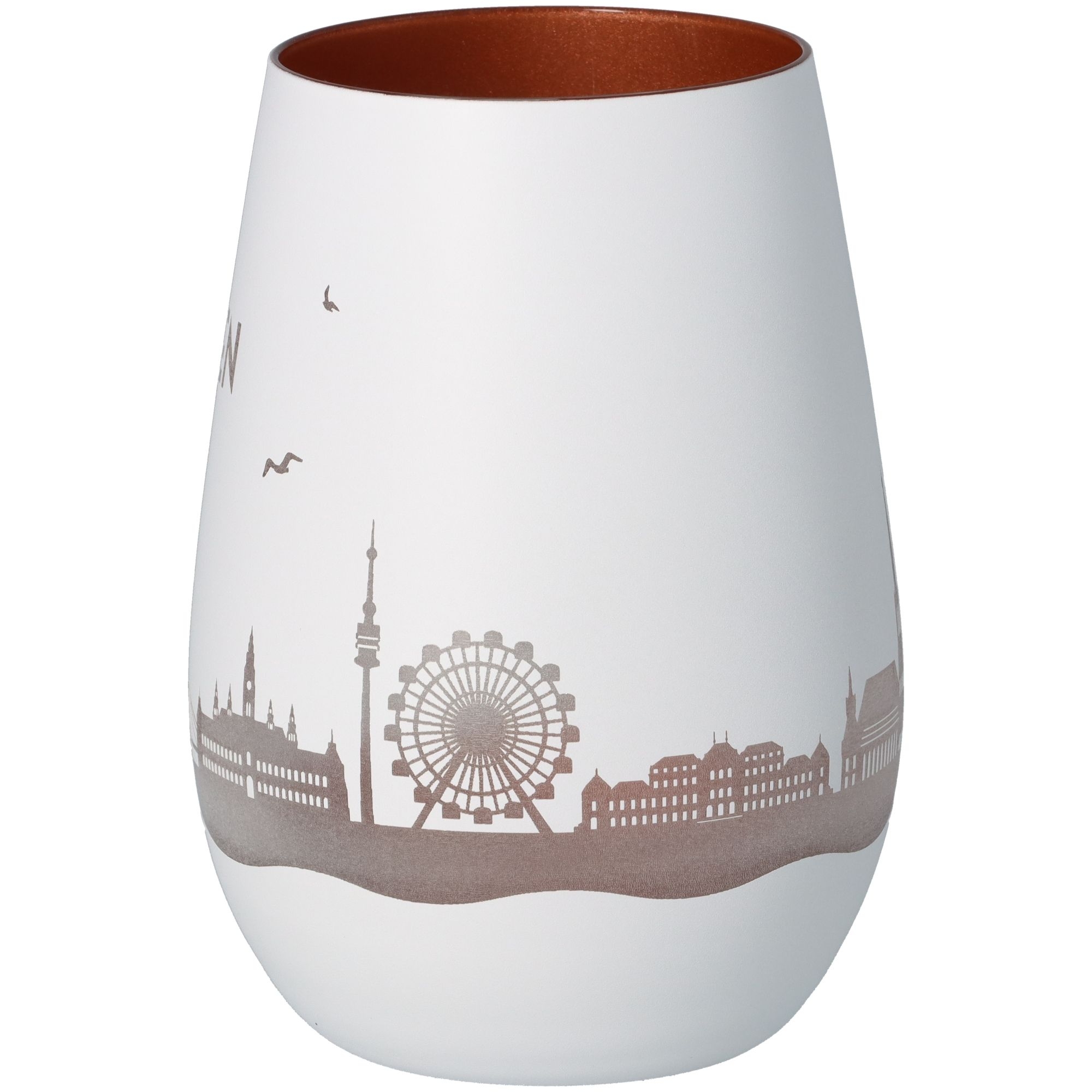 Windlicht Skyline Wien Weiß/Bronze Töpferei, Glas, Vase, Kunst, Porzellan